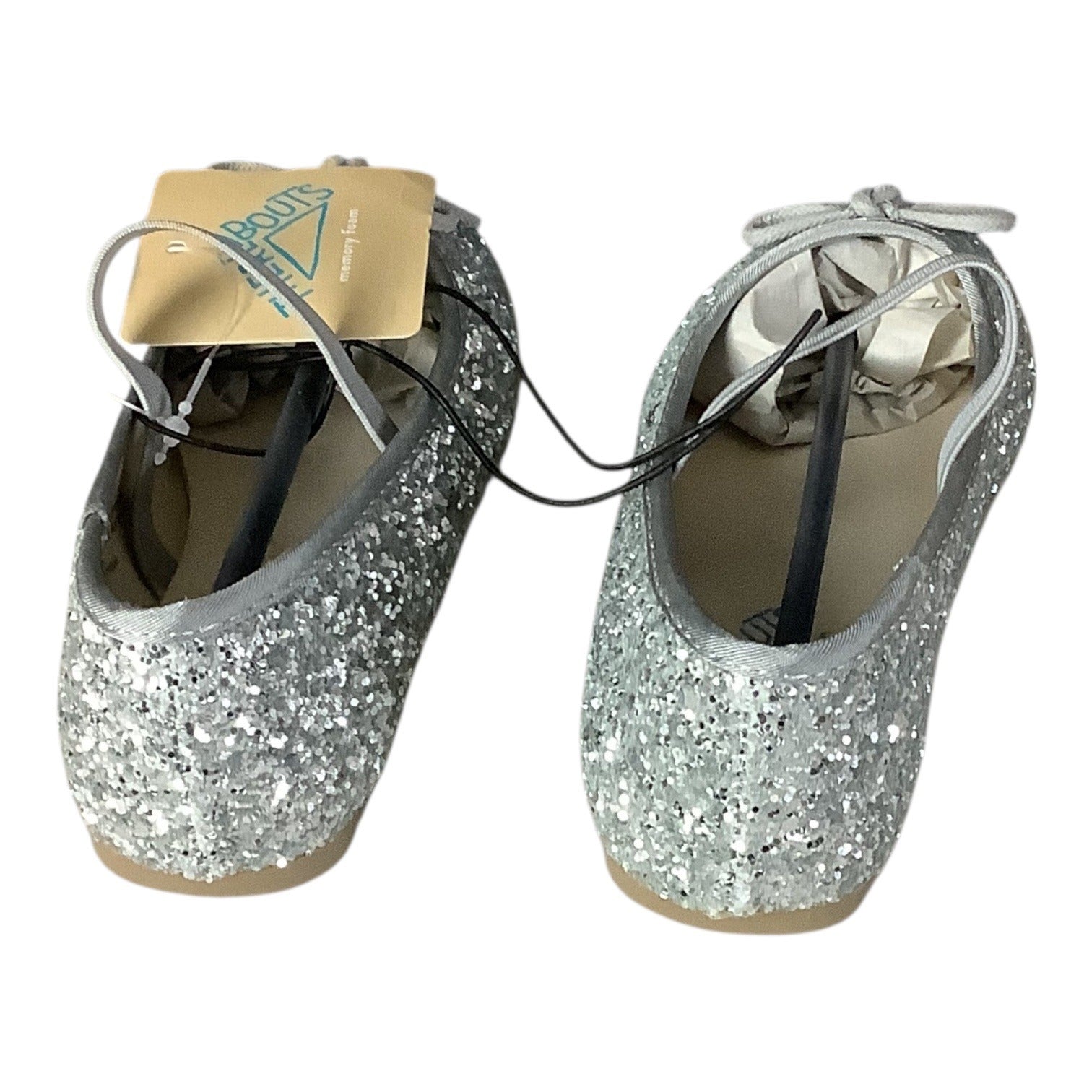 Thereabouts Lil Lexi Toddler Girls Silver Glitter Ballet Flats 2 Sizes Available