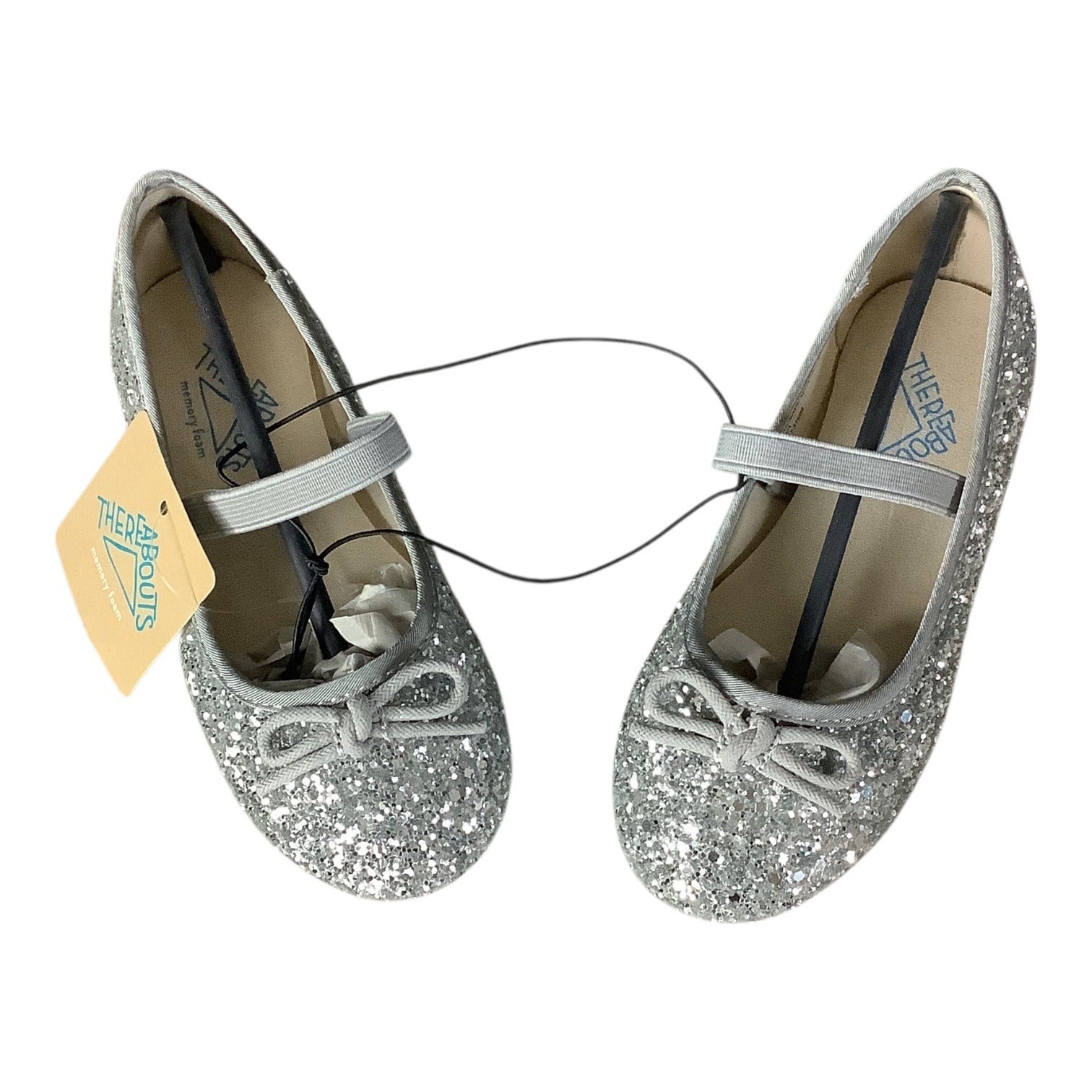 Thereabouts Lil Lexi Toddler Girls Silver Glitter Ballet Flats 2 Sizes Available