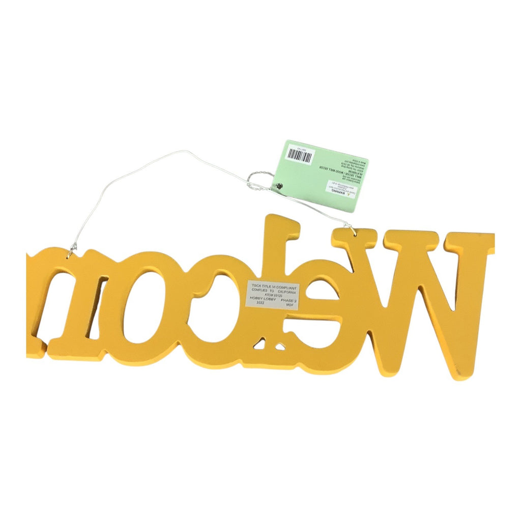 The Spring Shop Yellow Glitter Welcome Sign Home Wall Decor Hanging Door Plaque