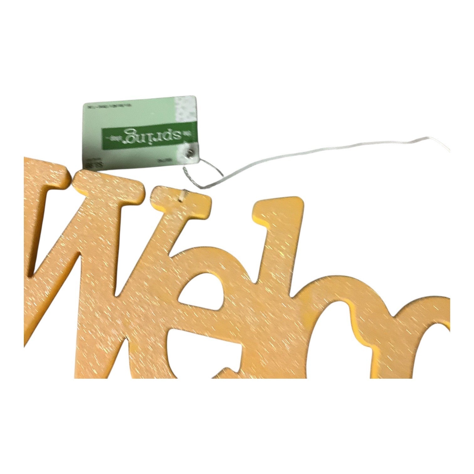 The Spring Shop Yellow Glitter Welcome Sign Home Wall Decor Hanging Door Plaque