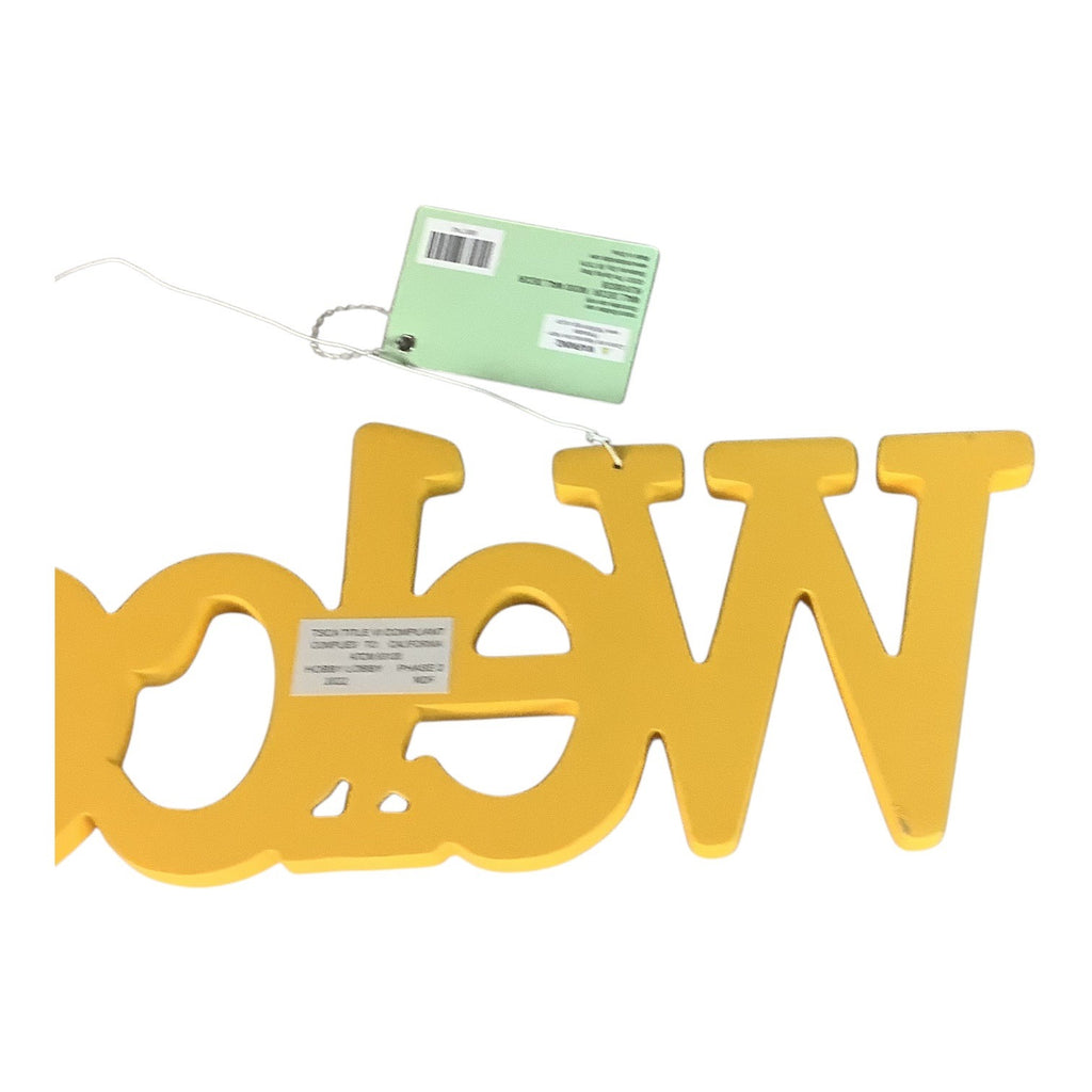 The Spring Shop Yellow Glitter Welcome Sign Home Wall Decor Hanging Door Plaque