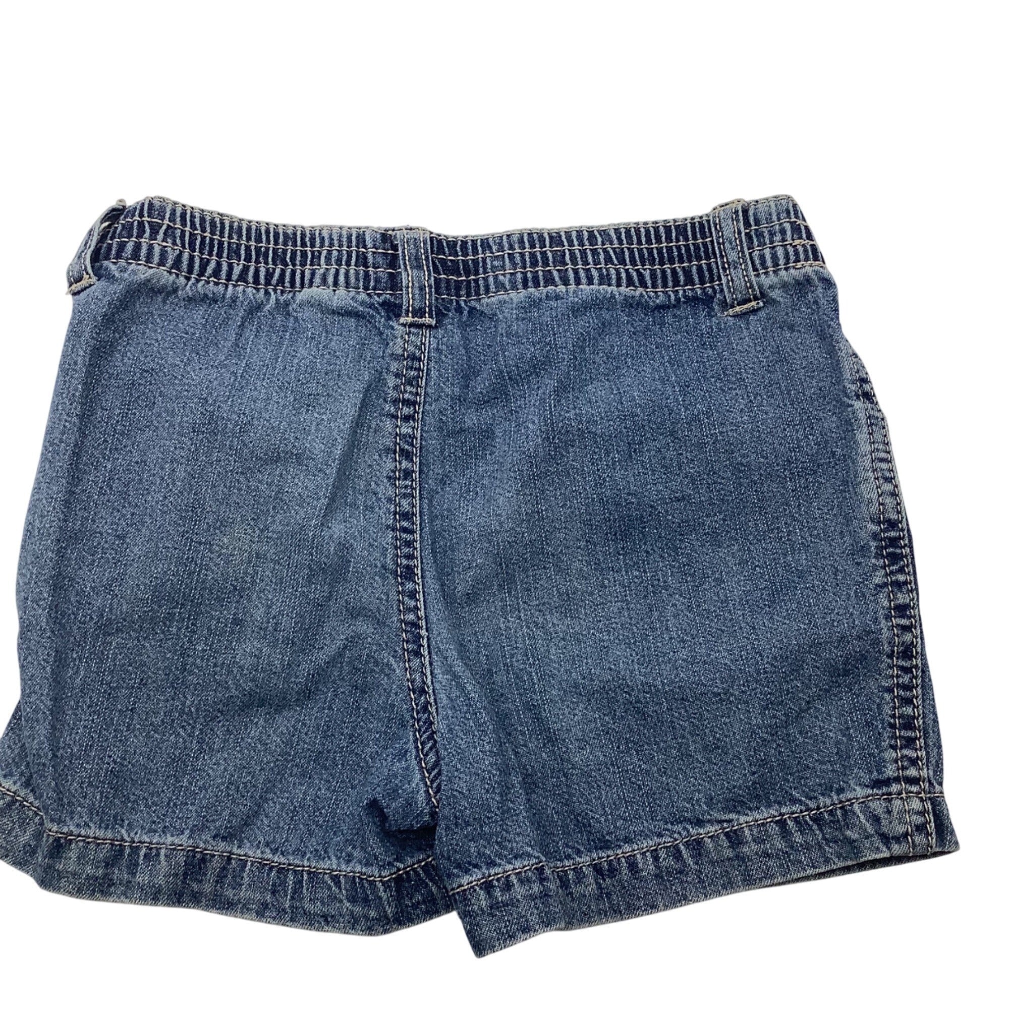 Faded Glory Girls Denim Shorts Size 6 Blue Cotton With Pink Button Accents