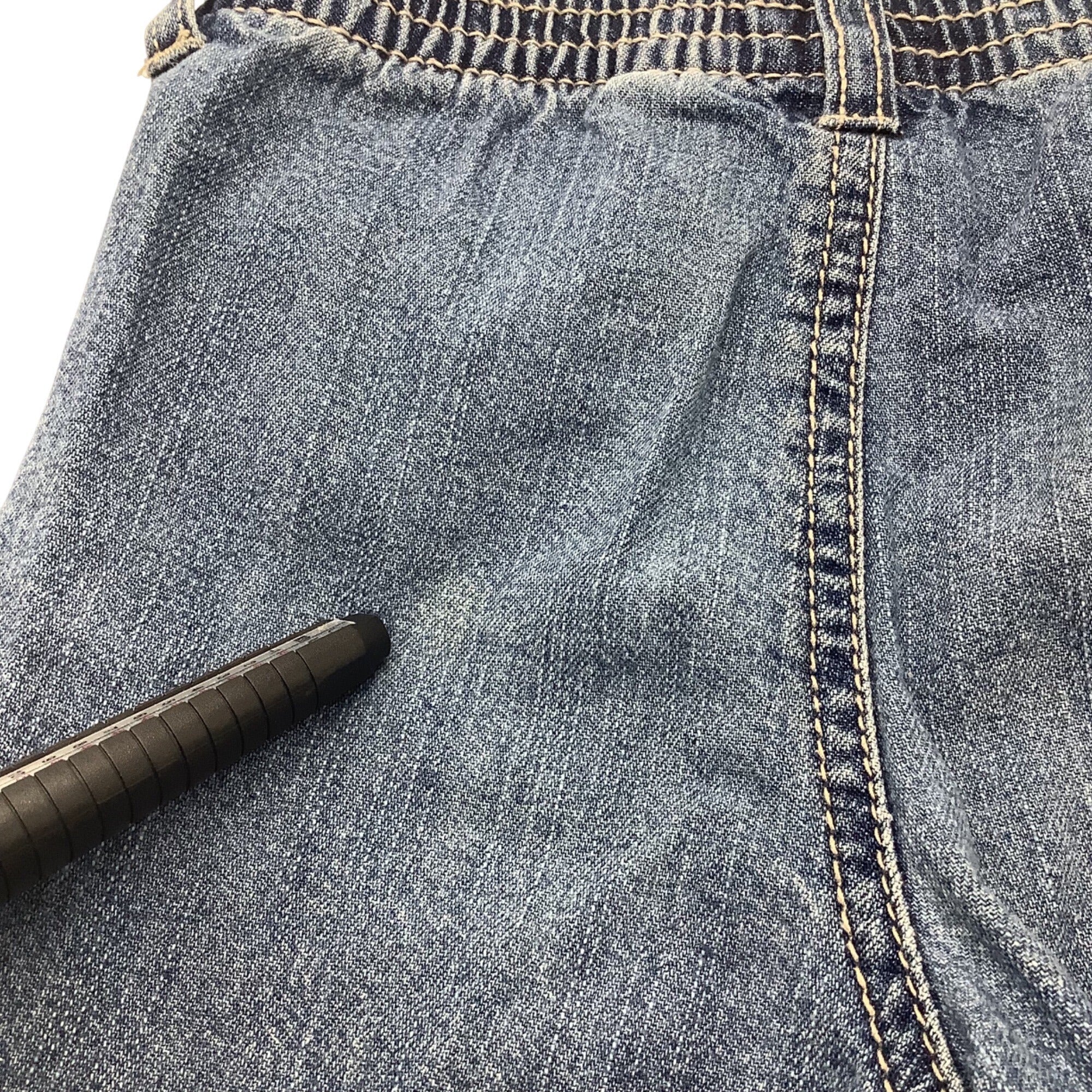 Faded Glory Girls Denim Shorts Size 6 Blue Cotton With Pink Button Accents