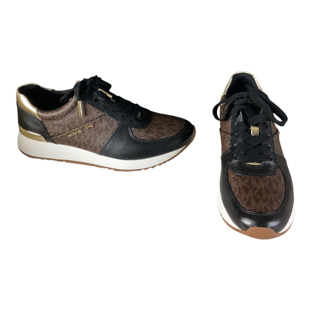 Michael Michael Kors Womens Brown Logo Allie Almond Toe Lace Up Sneakers 7M