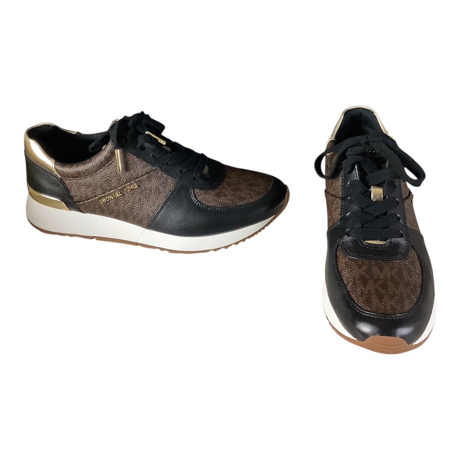 Michael Michael Kors Womens Brown Logo Allie Almond Toe Lace Up Sneakers 7M