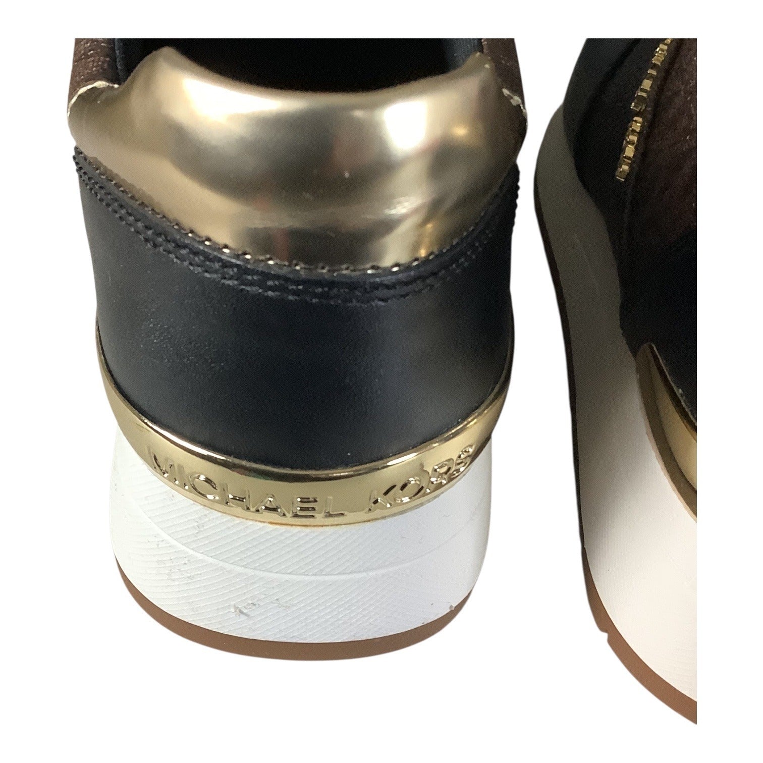 Michael Michael Kors Womens Brown Logo Allie Almond Toe Lace Up Sneakers 7M
