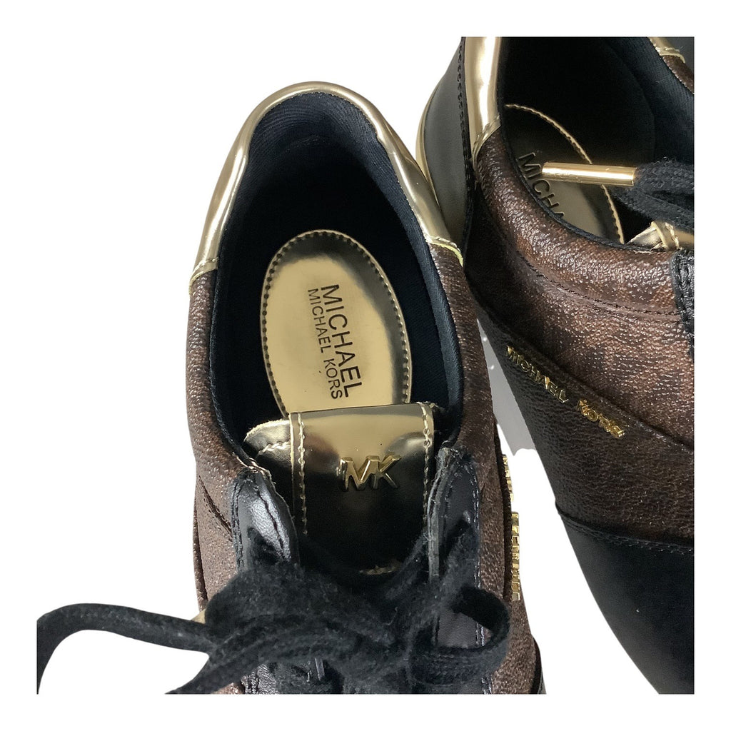 Michael Michael Kors Womens Brown Logo Allie Almond Toe Lace Up Sneakers 7M