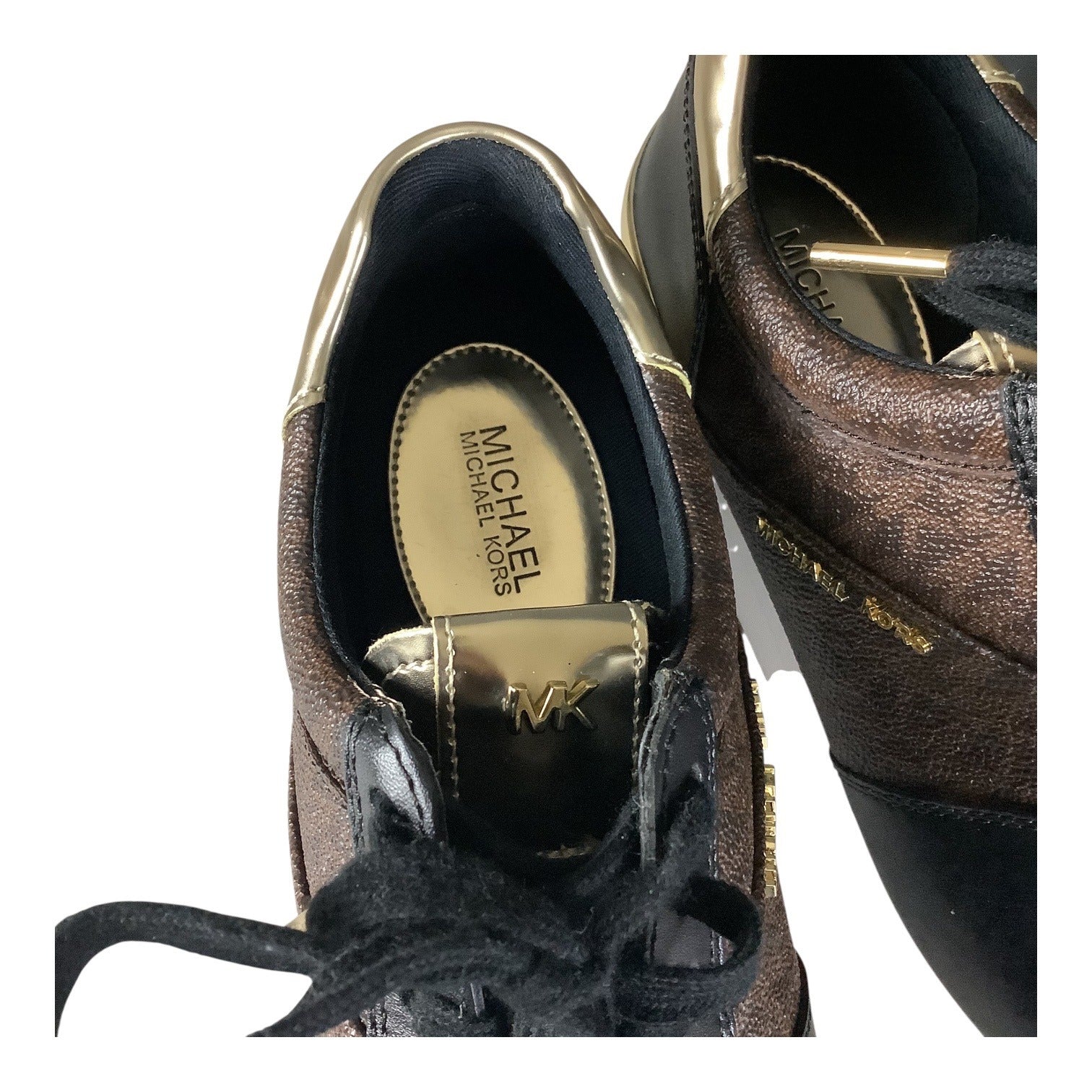 Michael Michael Kors Womens Brown Logo Allie Almond Toe Lace Up Sneakers 7M