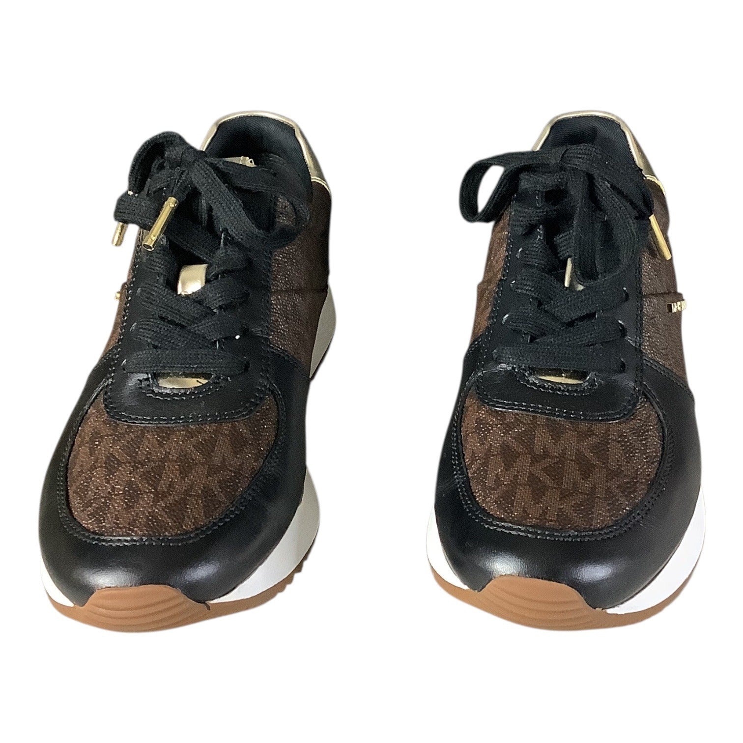 Michael Michael Kors Womens Brown Logo Allie Almond Toe Lace Up Sneakers 7M