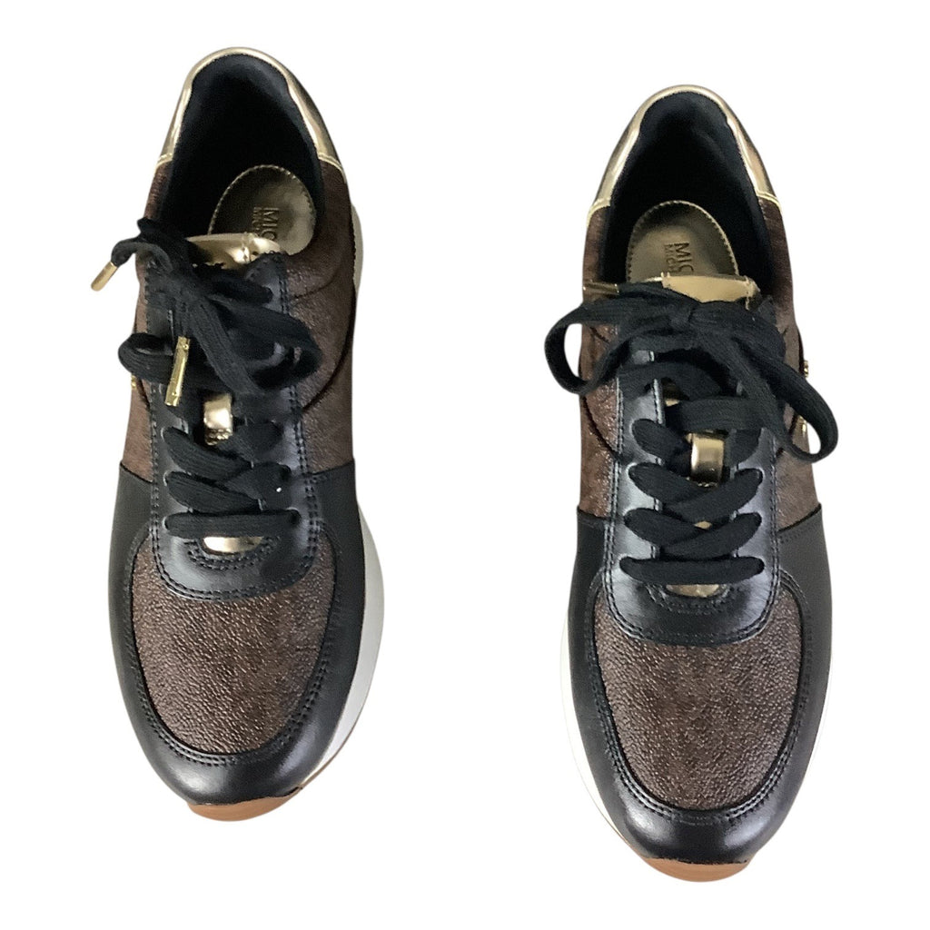 Michael Michael Kors Womens Brown Logo Allie Almond Toe Lace Up Sneakers 7M