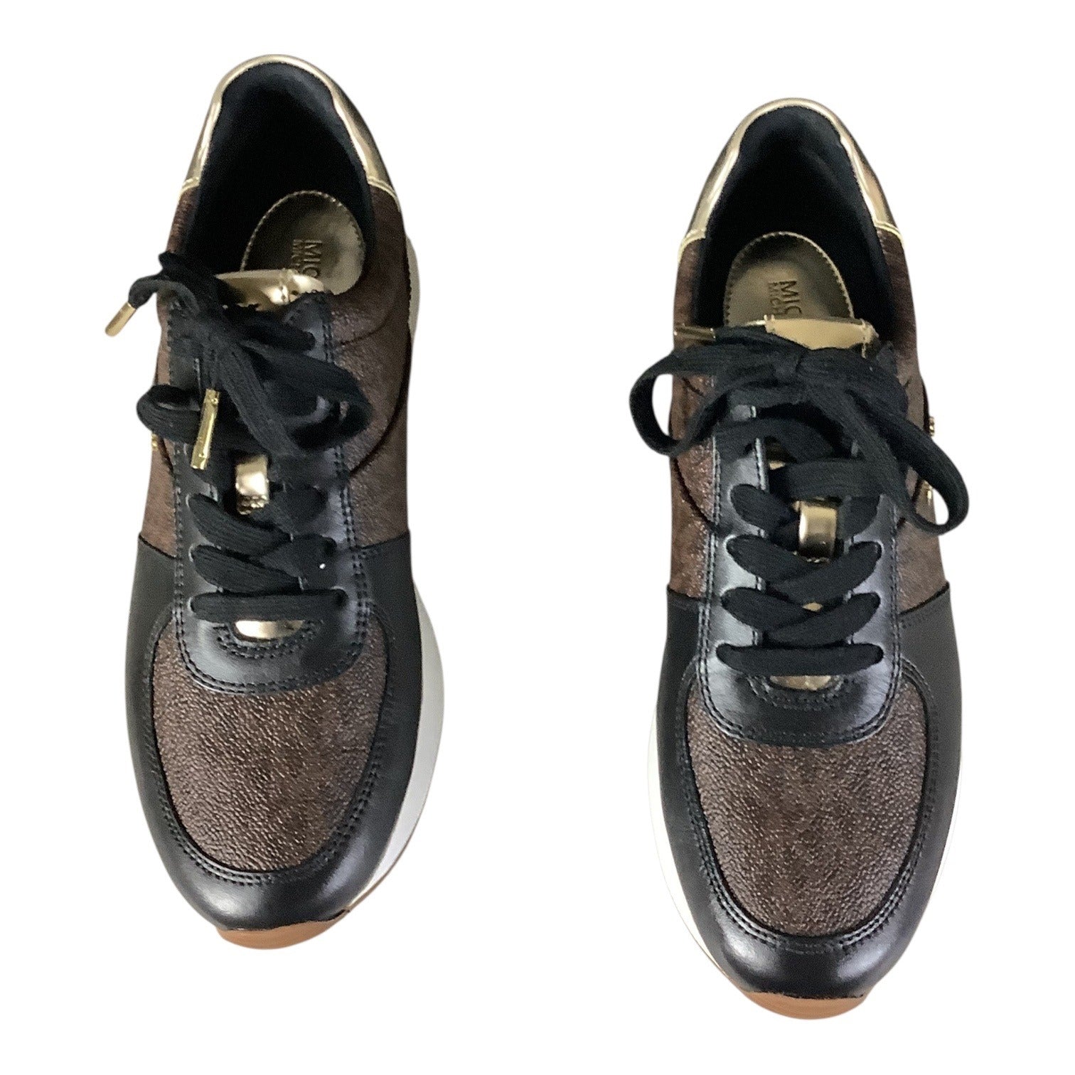 Michael Michael Kors Womens Brown Logo Allie Almond Toe Lace Up Sneakers 7M
