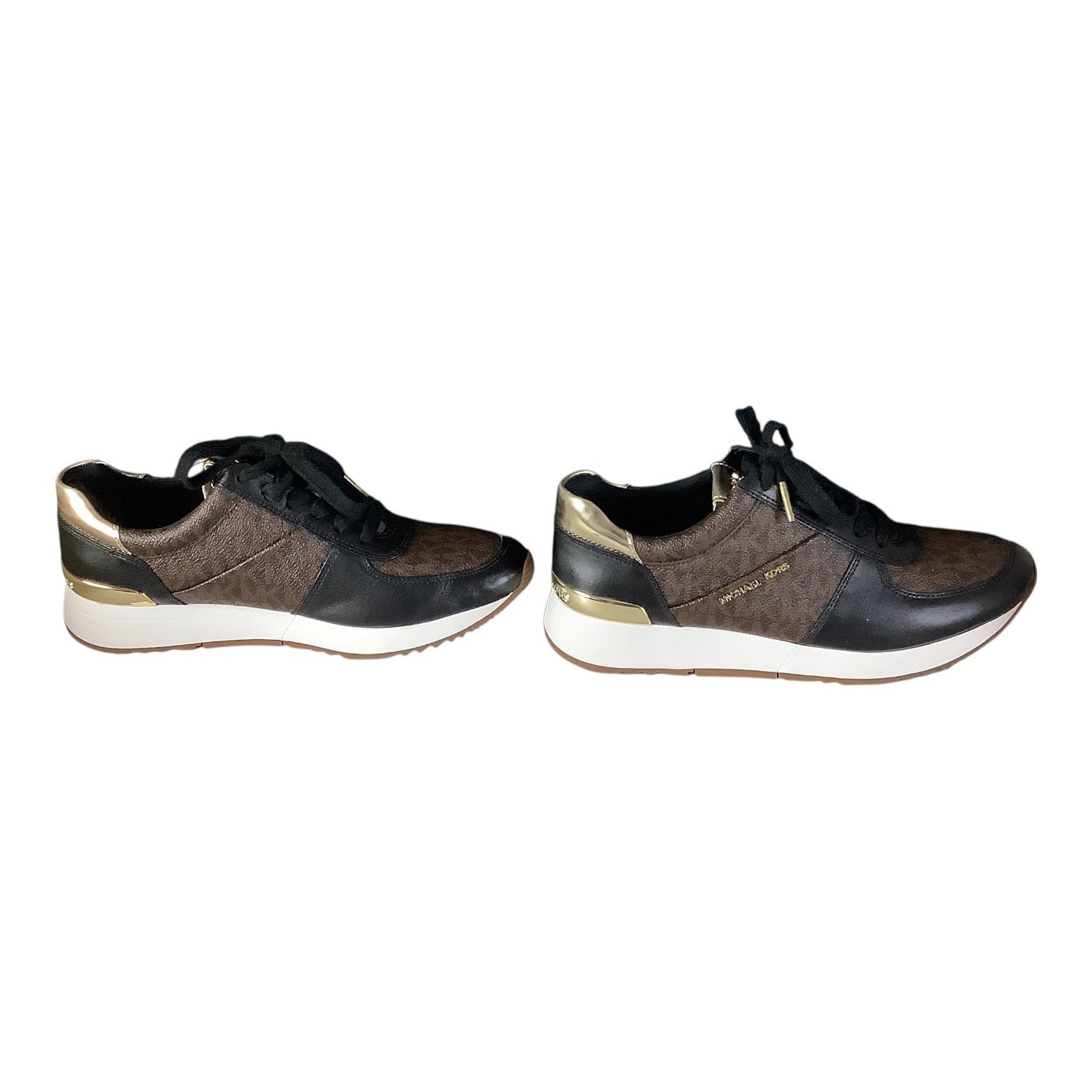 Michael Michael Kors Womens Brown Logo Allie Almond Toe Lace Up Sneakers 7M