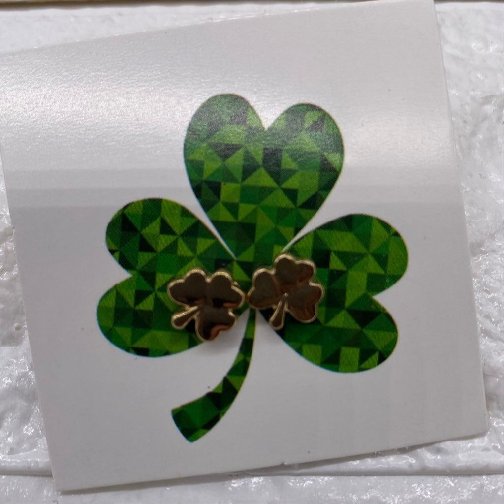 Francesca's Womens Clover Stud Earrings Gold Tone Four Leaf Clover Lucky Studs
