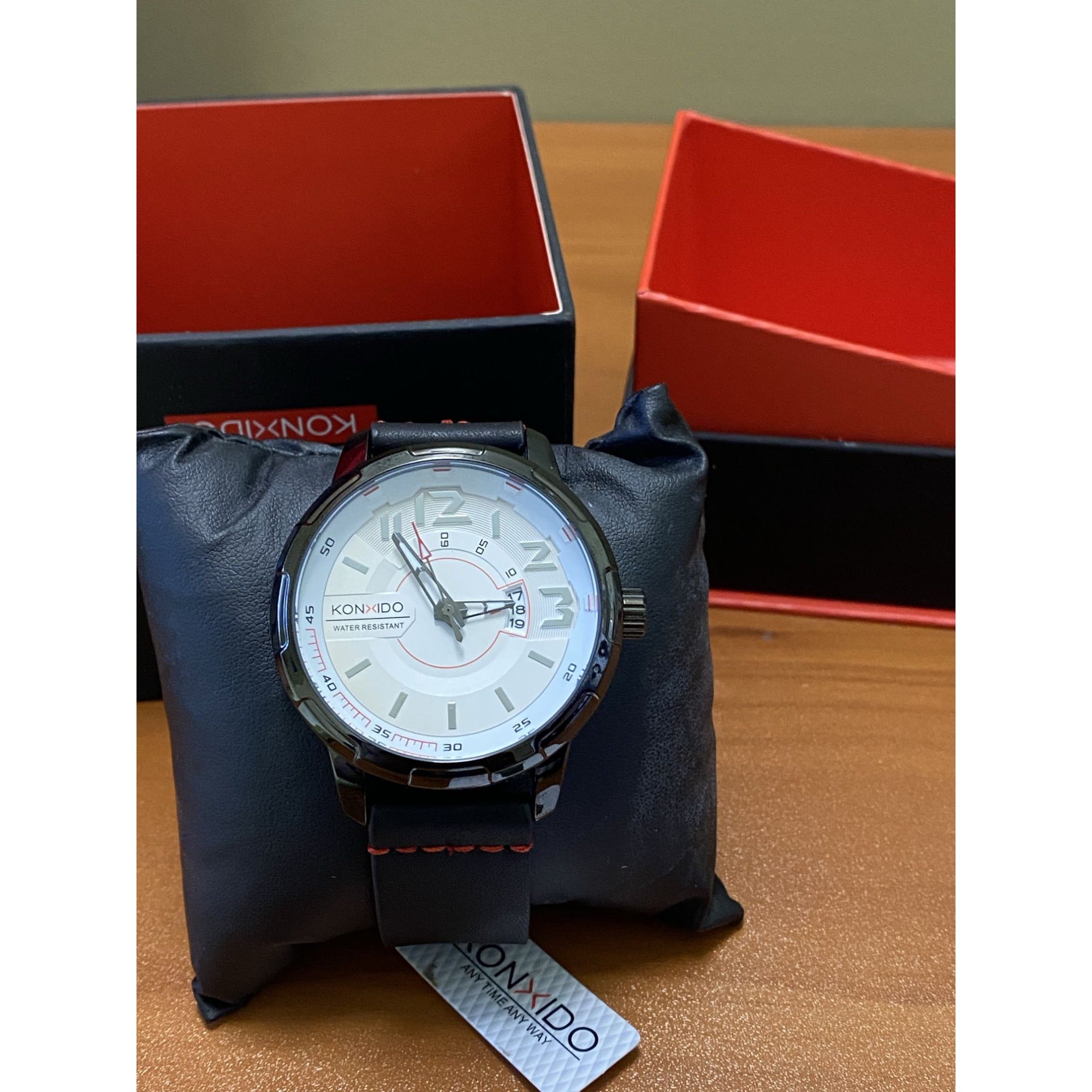 KONXIDO KX-6329 Mens Waterproof Watch With Genuine Leather Band & Chronograph