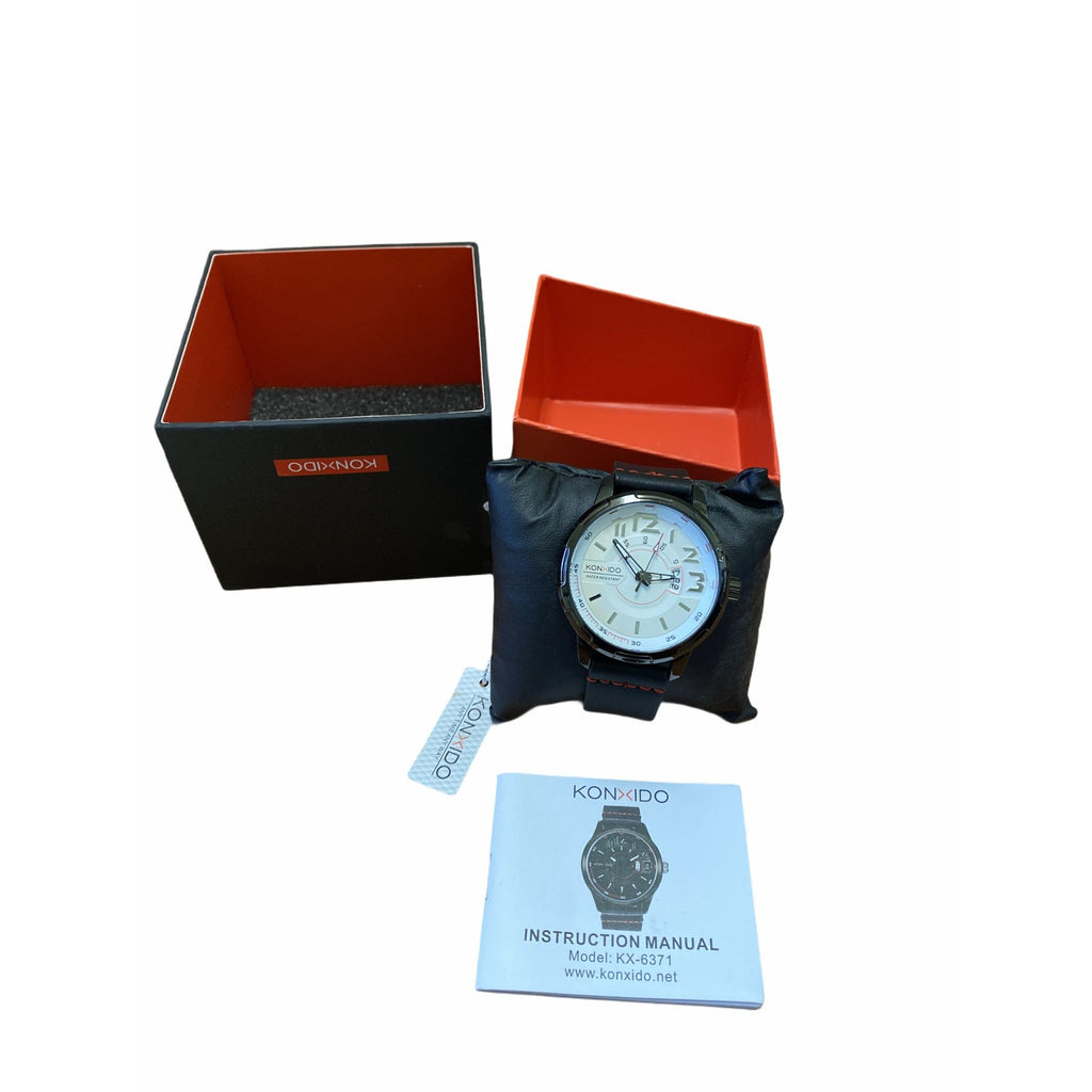 KONXIDO KX-6329 Mens Waterproof Watch With Genuine Leather Band & Chronograph