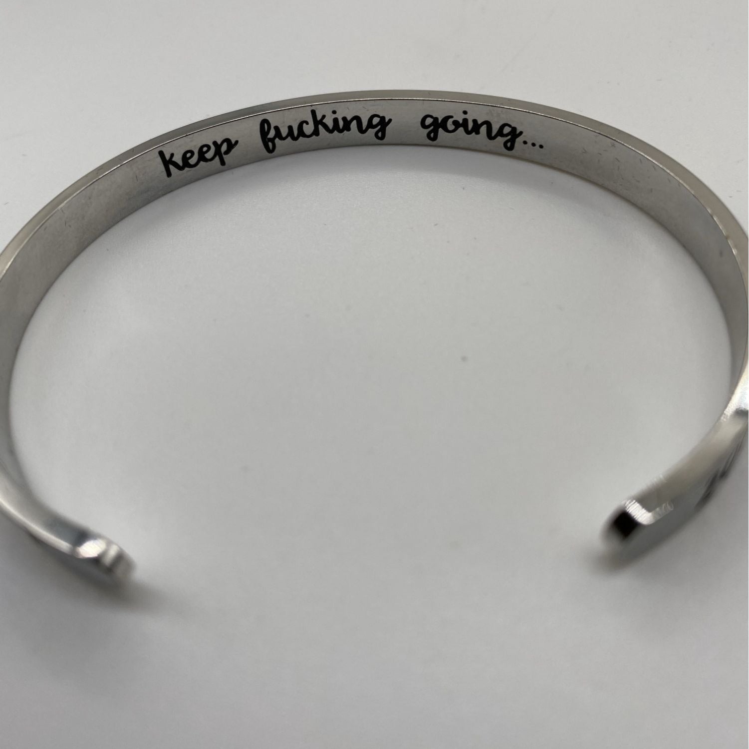 Graduation Bracelet 2019 Quote Engraved Cuff Keep Going Silver Plated Adjustable