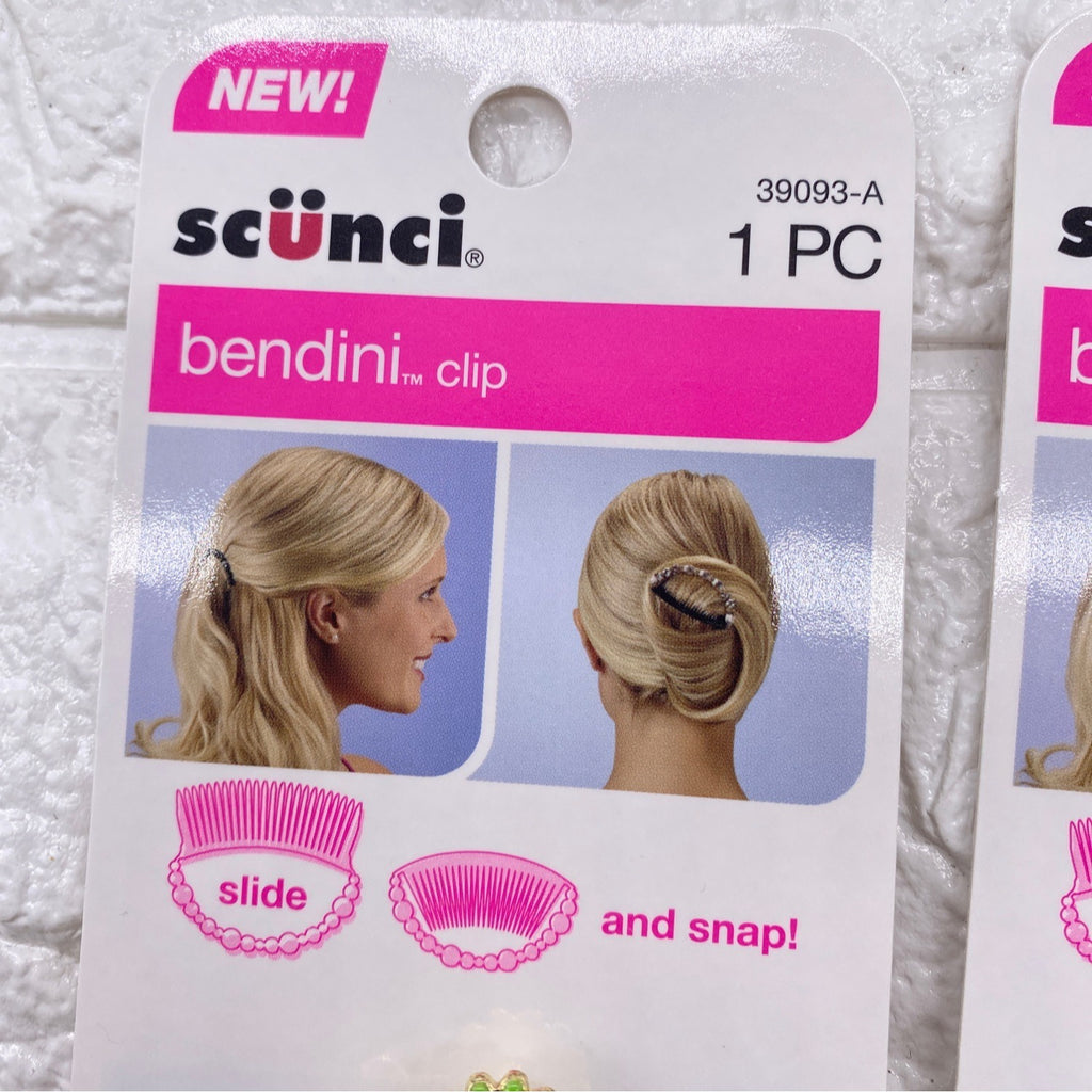3 Pack Scunci Bendini Hair Clip Medium With Flowers Yellow Pink & Green 39093-A