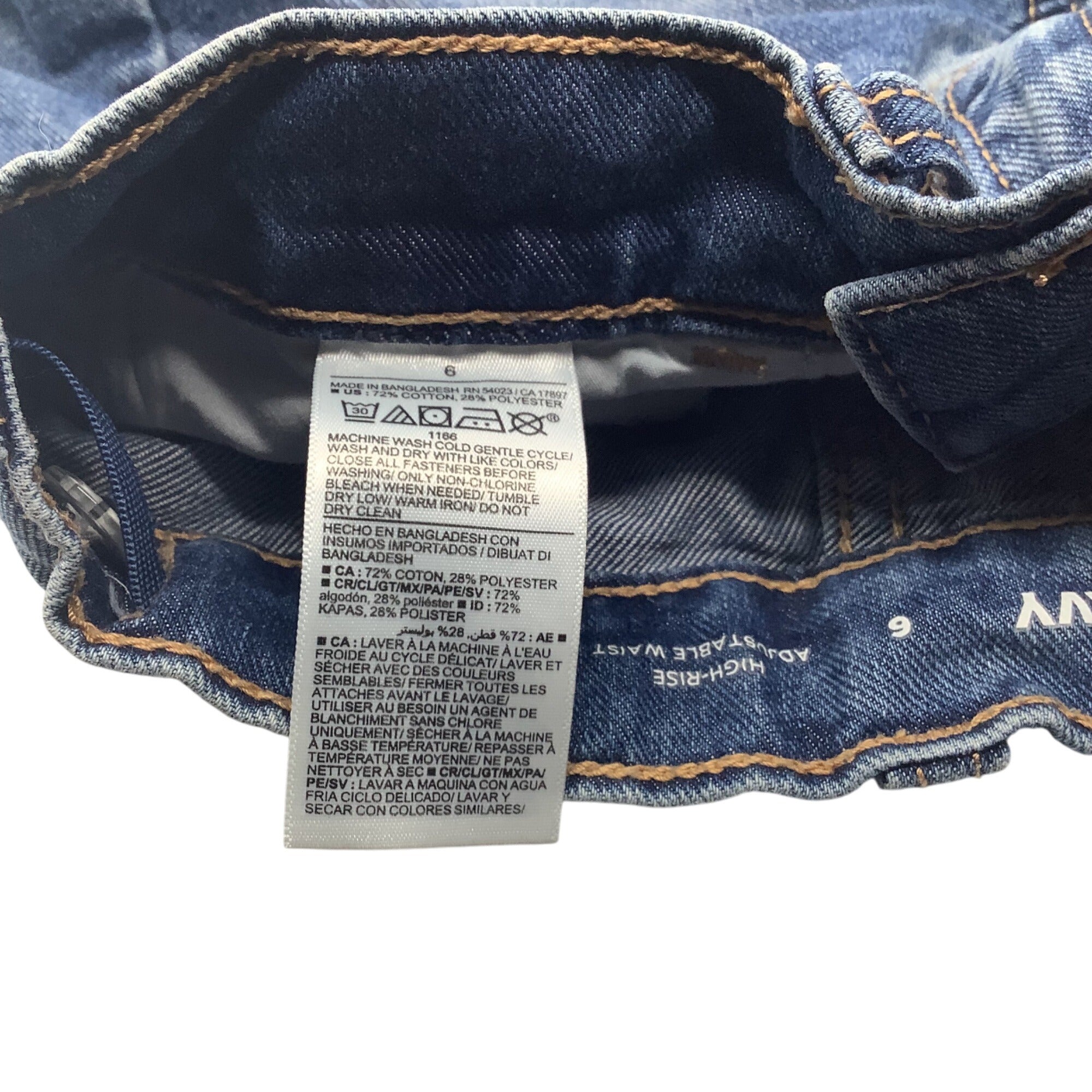 Old Navy High Rise Adjustable Waist Denim Shorts For Girls Size 6