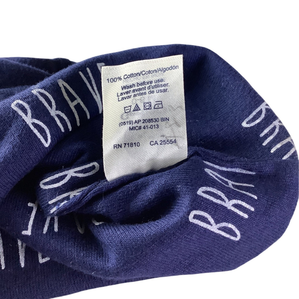 Gerber Baby Girl Beanie Cap 0-6 Months Navy Blue “Brave” Print 100% Cotton