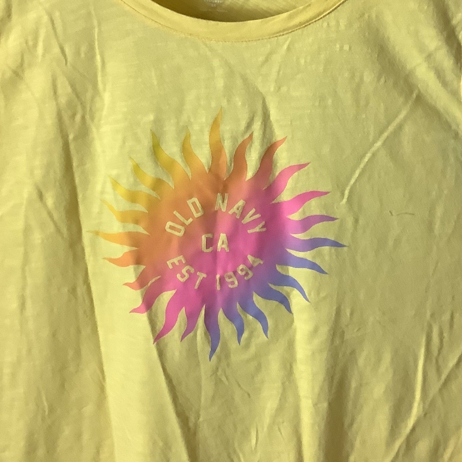 Old Navy Womens Yellow Sun Graphic Tank Top Size 3X Sleeveless 100% Cotton