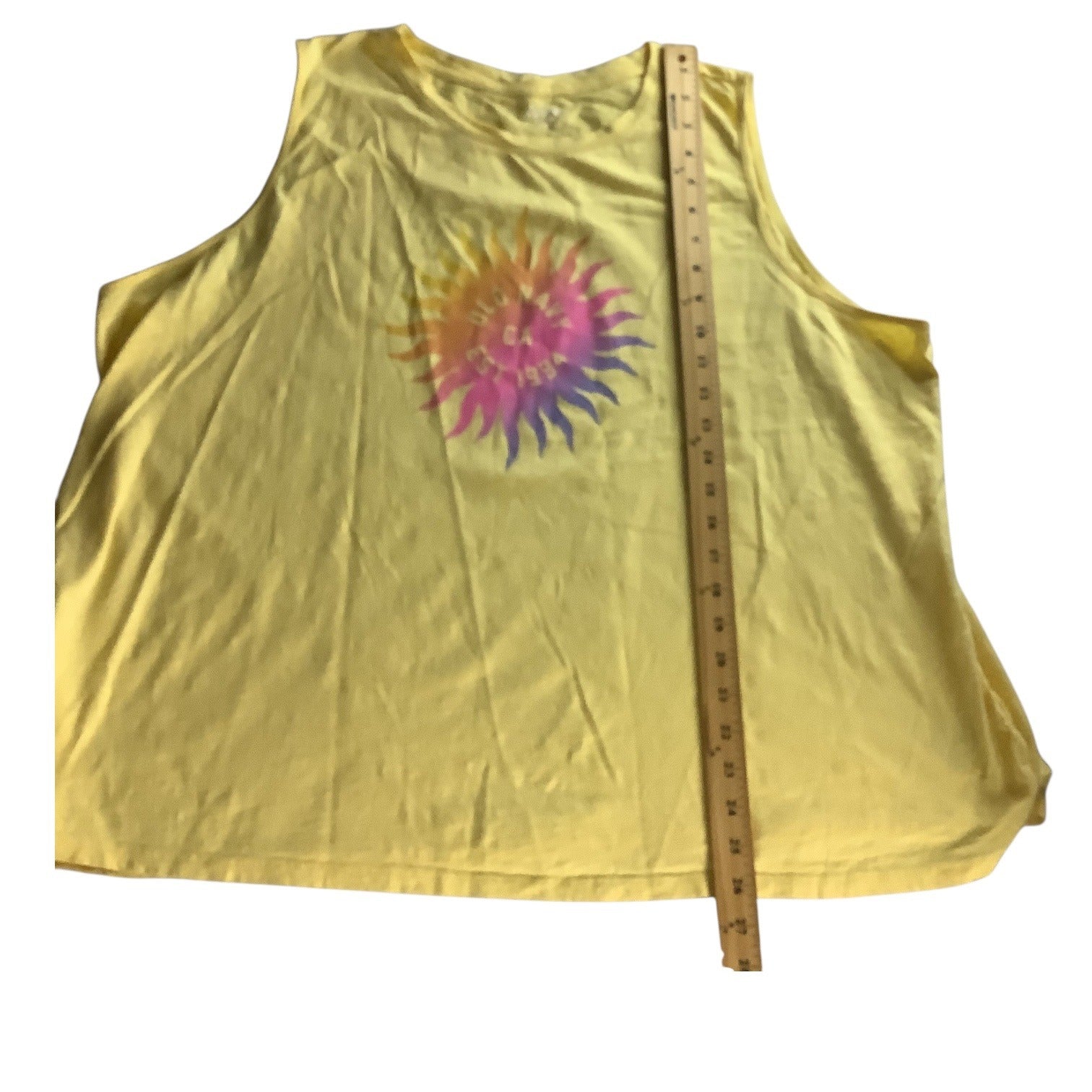 Old Navy Womens Yellow Sun Graphic Tank Top Size 3X Sleeveless 100% Cotton
