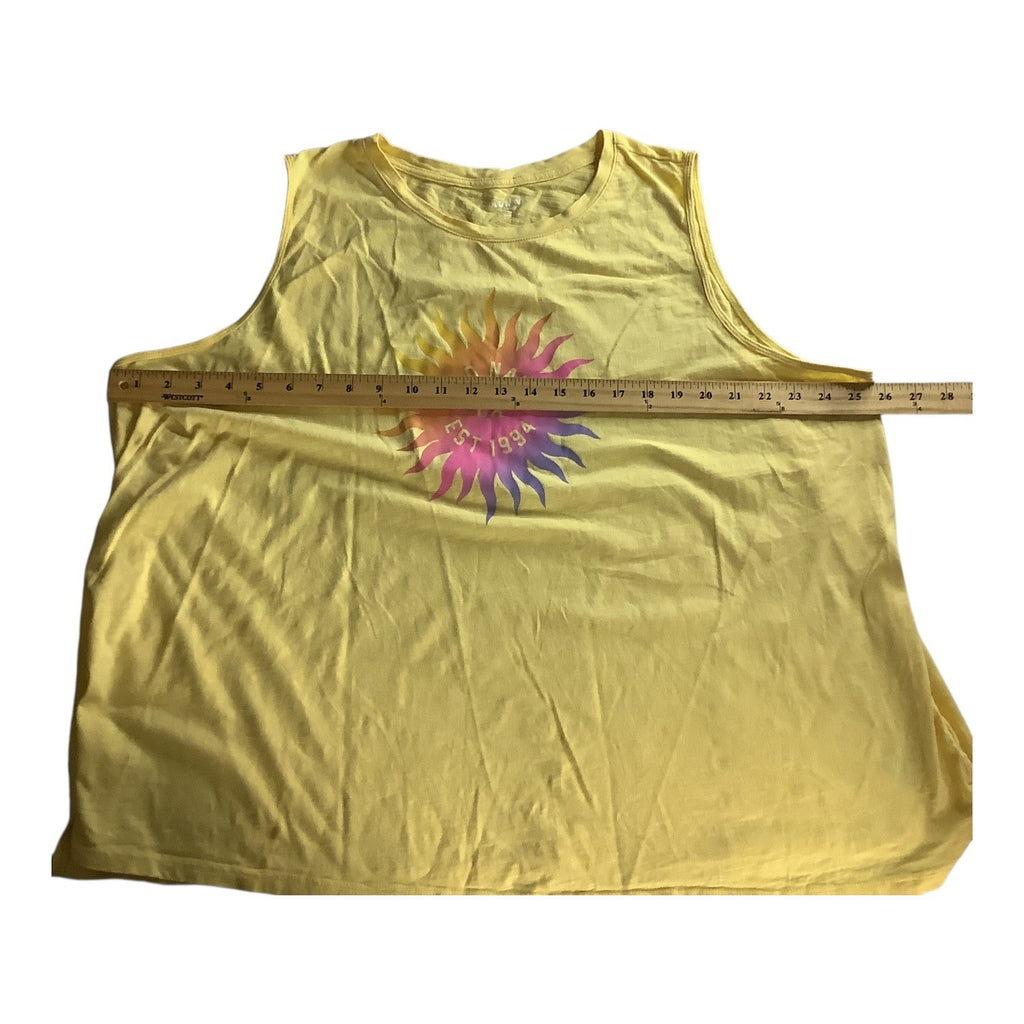 Old Navy Womens Yellow Sun Graphic Tank Top Size 3X Sleeveless 100% Cotton