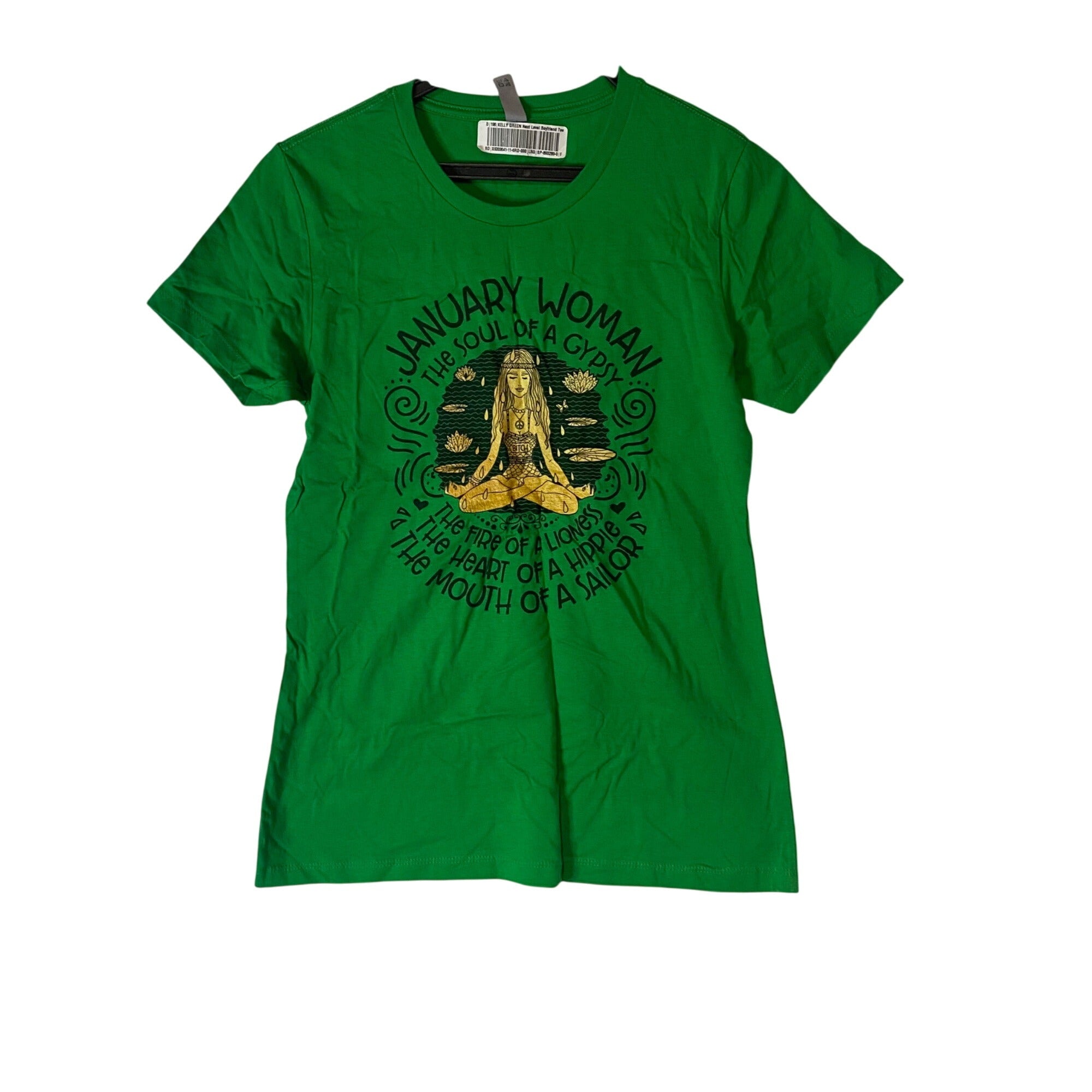 January Woman Graphic Tee Kelly Green Next Level Boyfriend Shirt L Short Sleeves