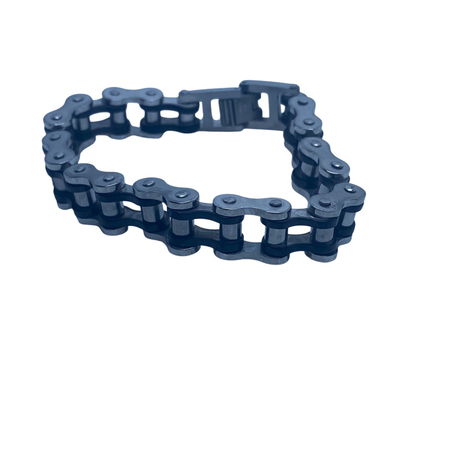 13MM Stainless Steel Silver & Black Motorcycle Biker Chain Link Bracelet For Men