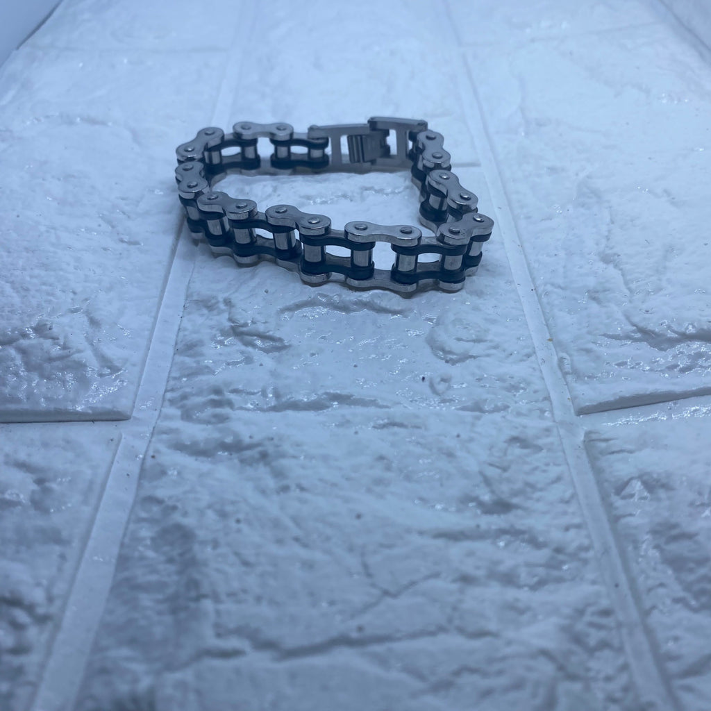 13MM Stainless Steel Silver & Black Motorcycle Biker Chain Link Bracelet For Men