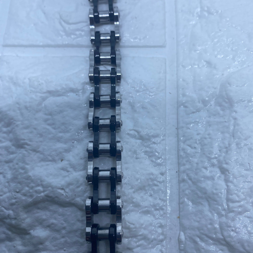 13MM Stainless Steel Silver & Black Motorcycle Biker Chain Link Bracelet For Men