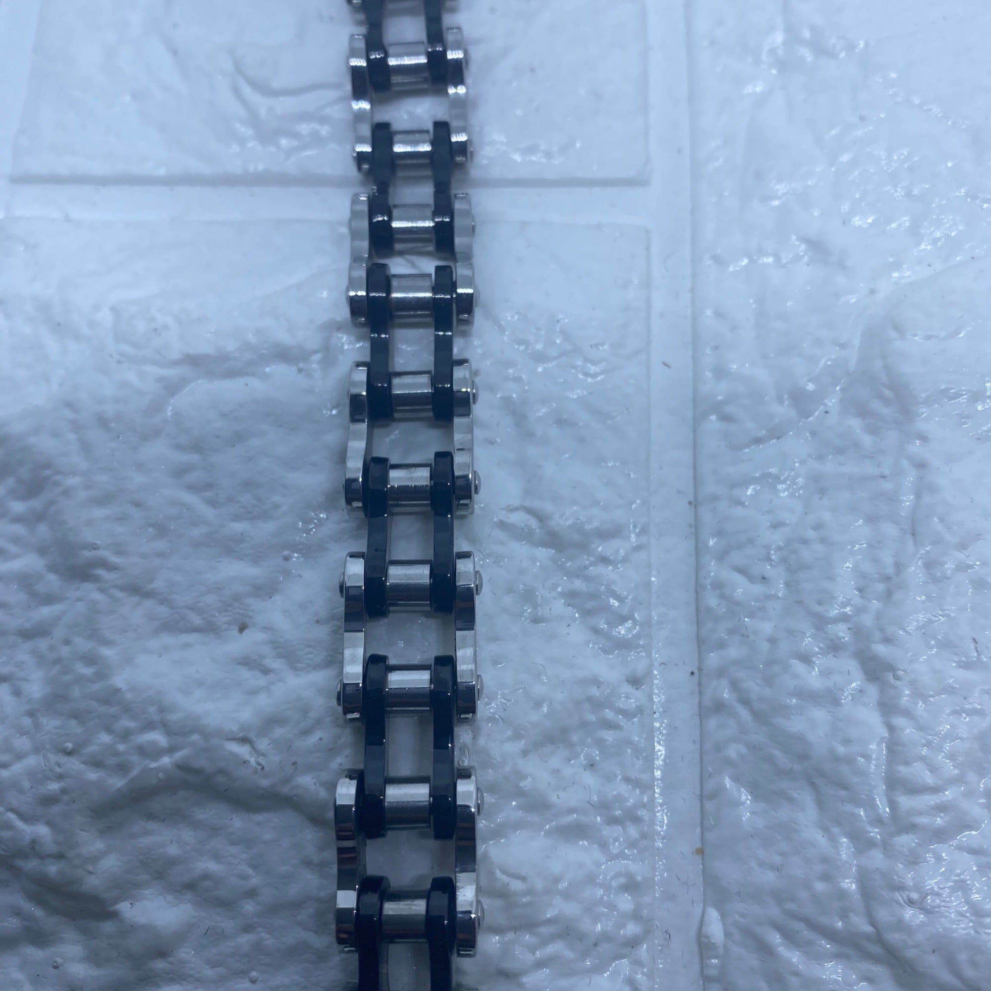 13MM Stainless Steel Silver & Black Motorcycle Biker Chain Link Bracelet For Men