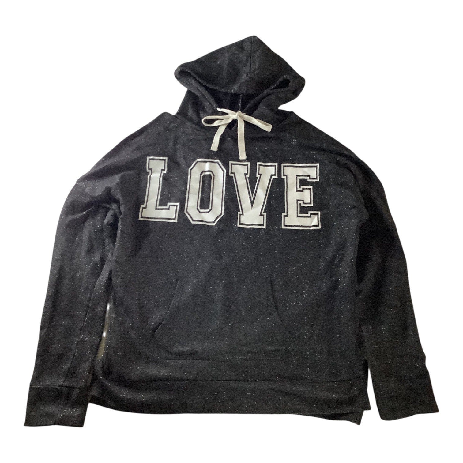 Love Womens Cold Shoulder Hoodie Grey Size XL Long Sleeve Drawstring Casual Top