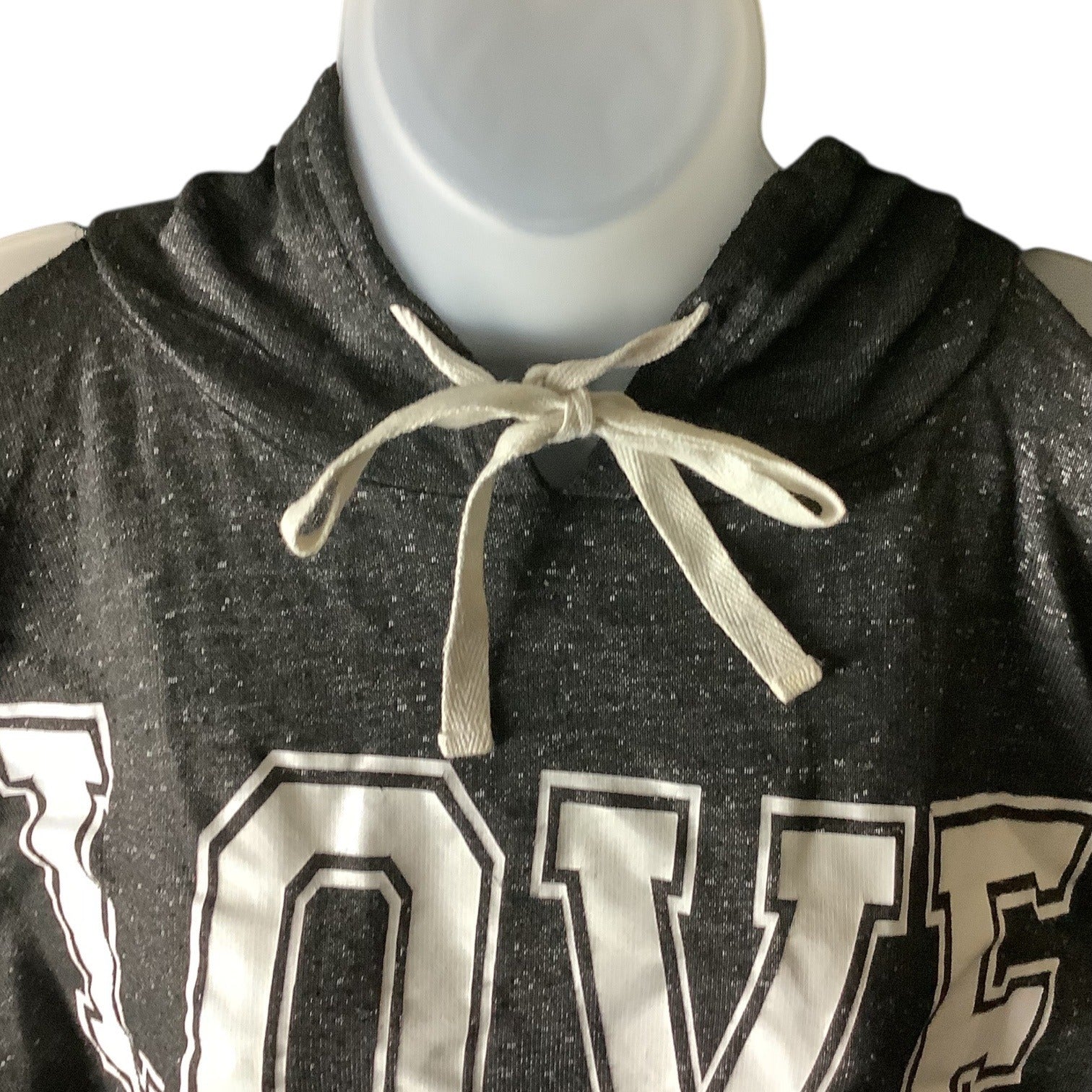 Love Womens Cold Shoulder Hoodie Grey Size XL Long Sleeve Drawstring Casual Top