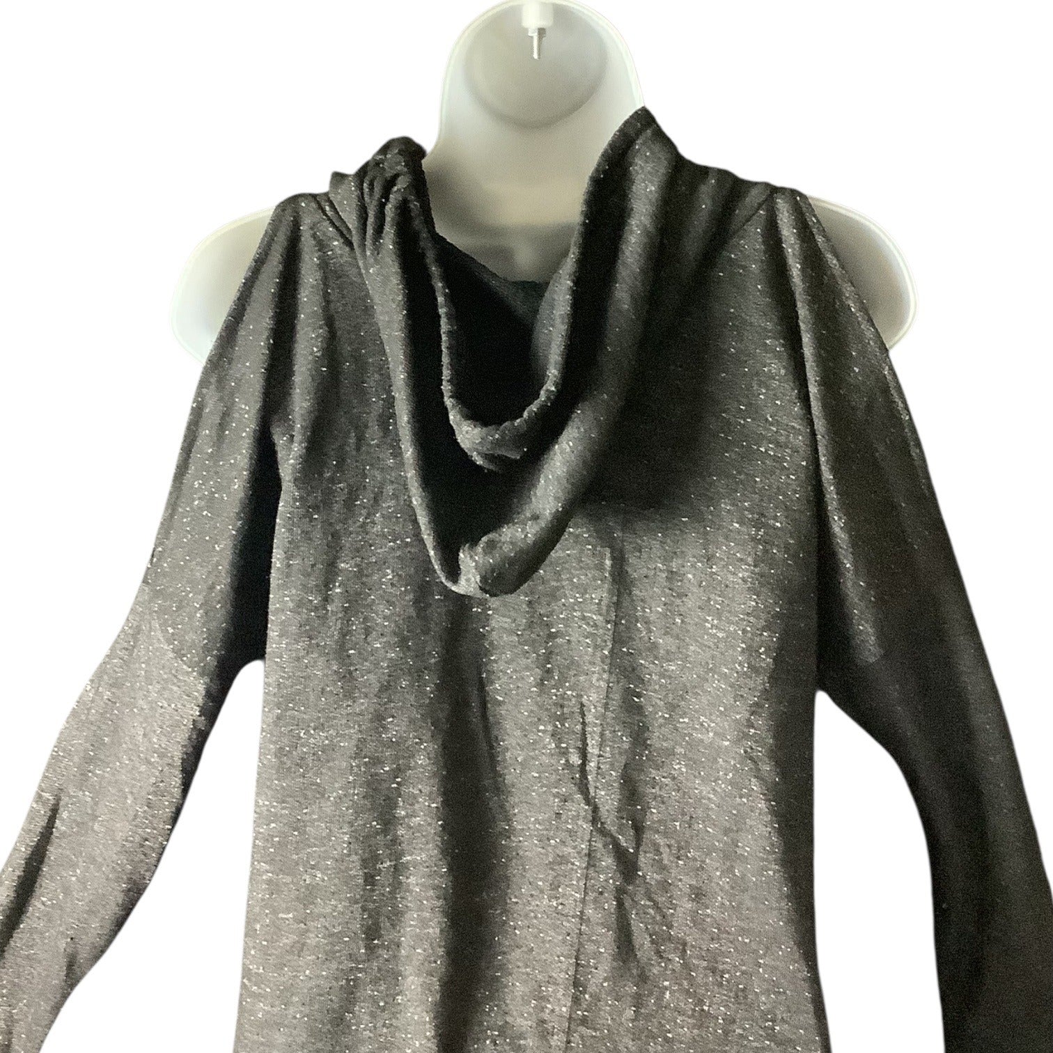 Love Womens Cold Shoulder Hoodie Grey Size XL Long Sleeve Drawstring Casual Top