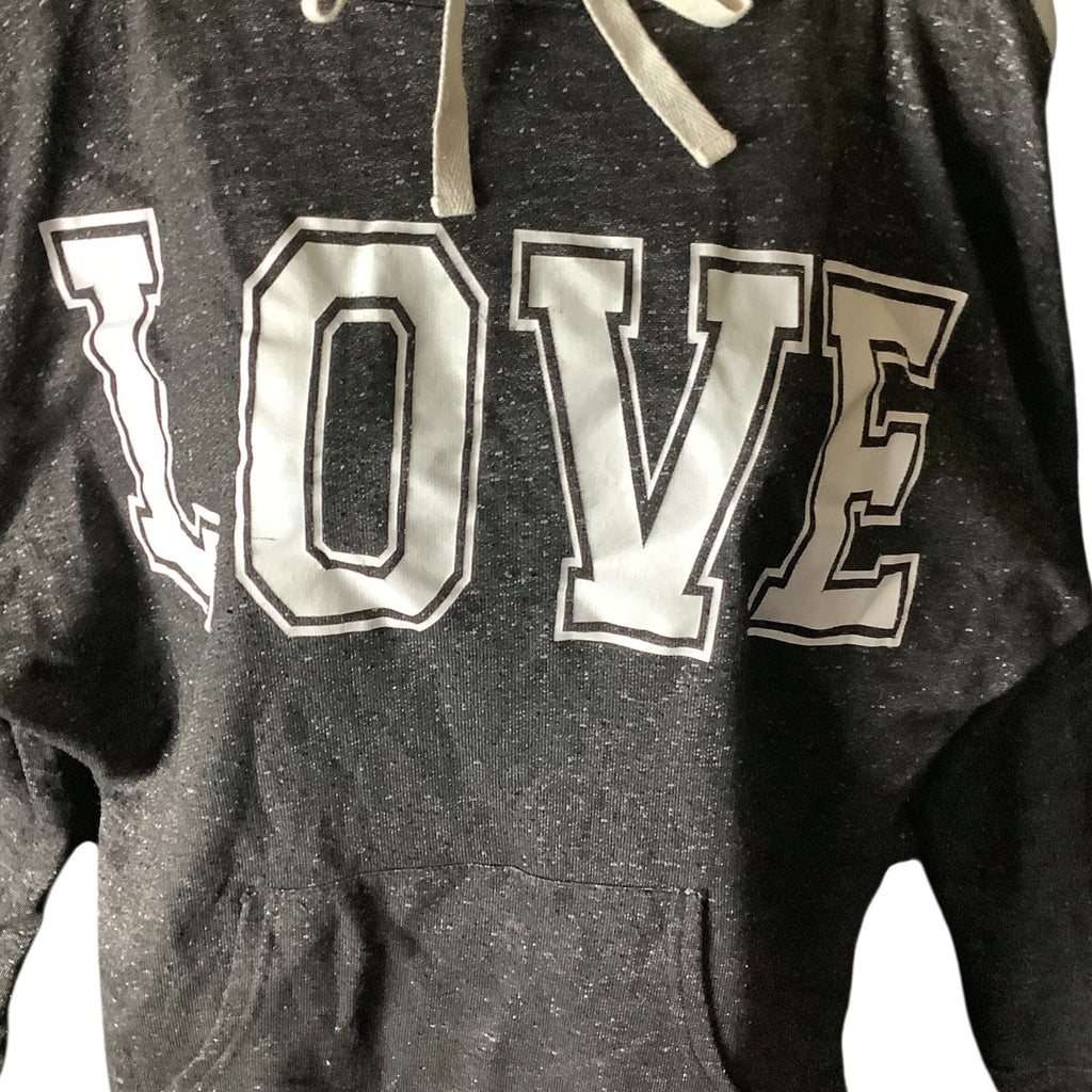 Love Womens Cold Shoulder Hoodie Grey Size XL Long Sleeve Drawstring Casual Top