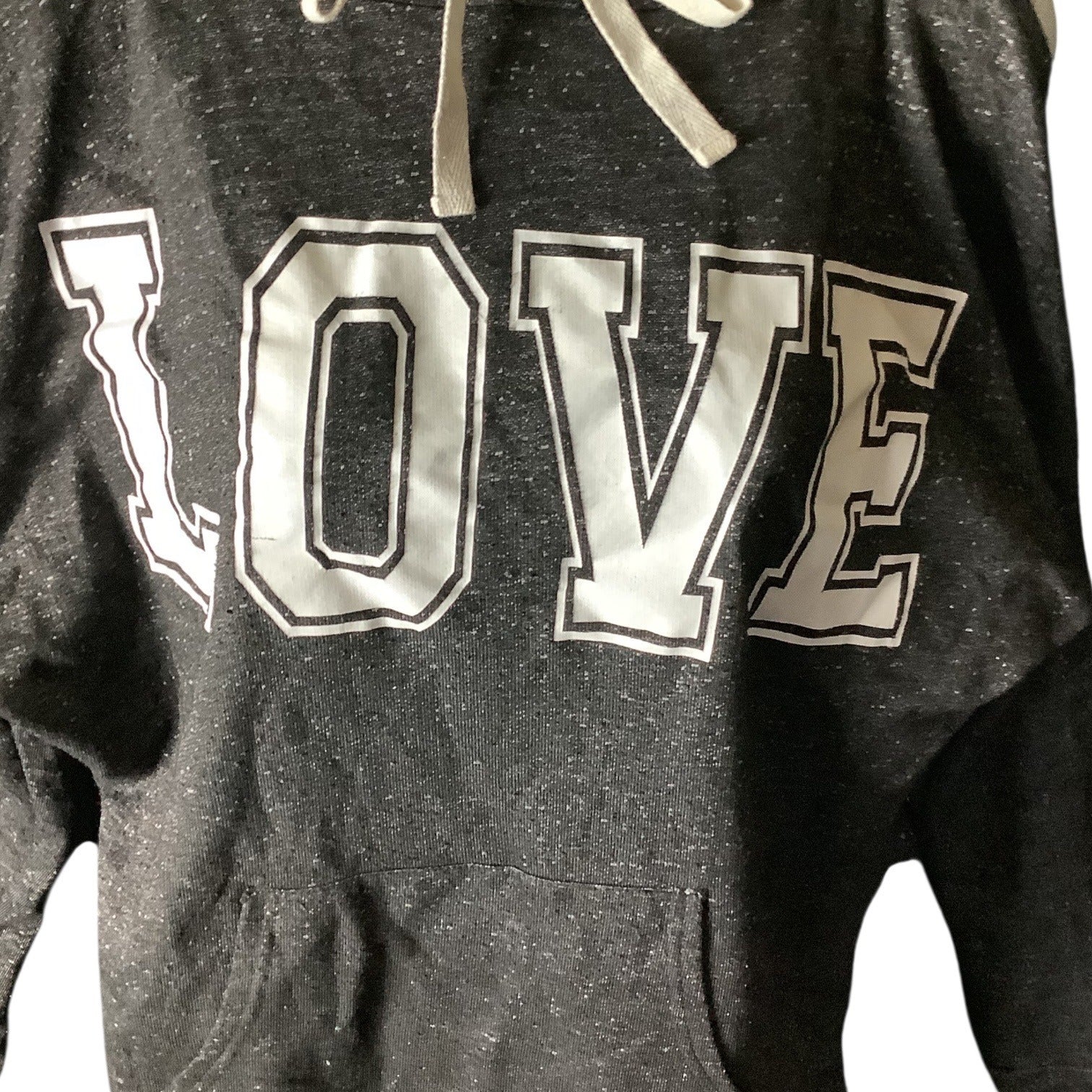 Love Womens Cold Shoulder Hoodie Grey Size XL Long Sleeve Drawstring Casual Top