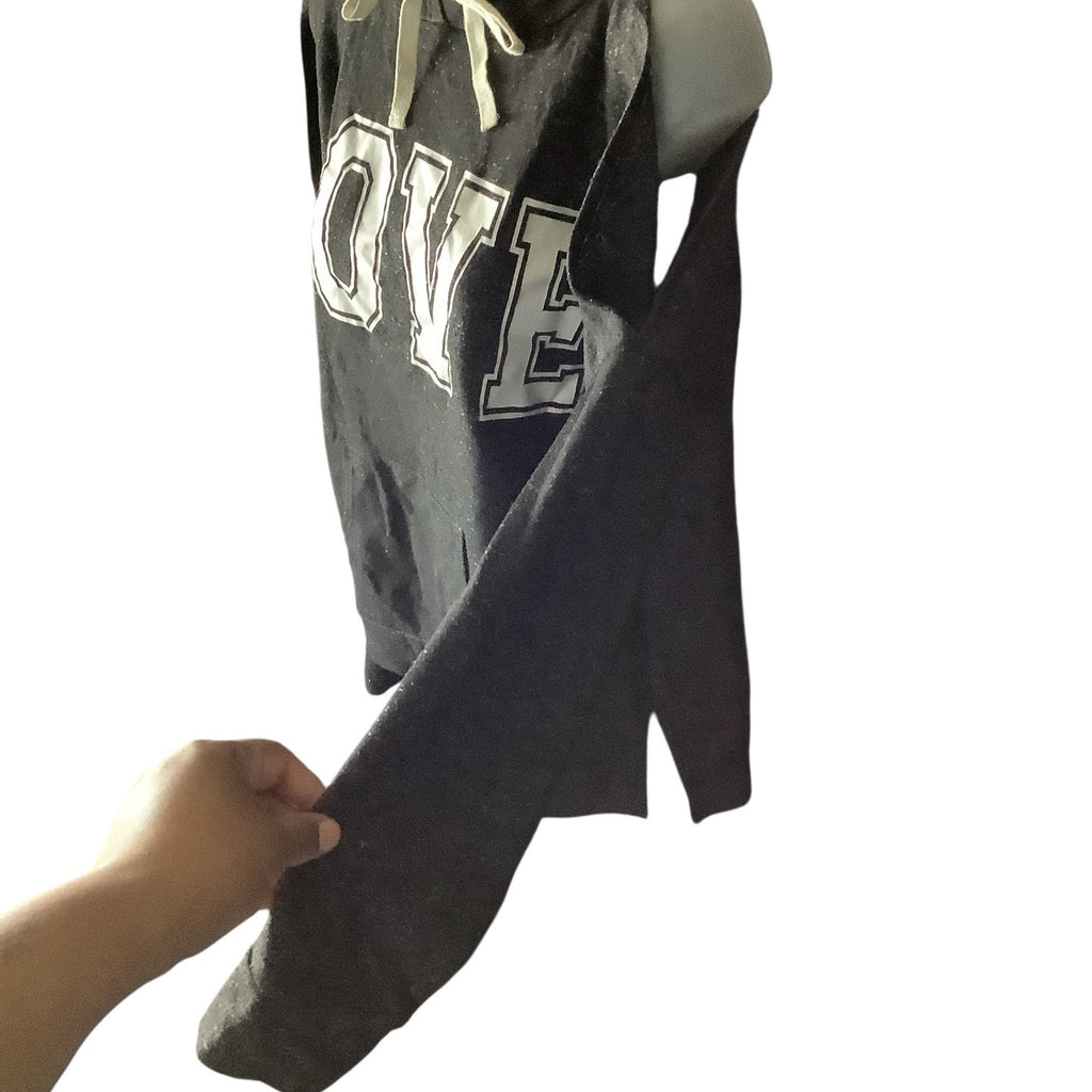 Love Womens Cold Shoulder Hoodie Grey Size XL Long Sleeve Drawstring Casual Top