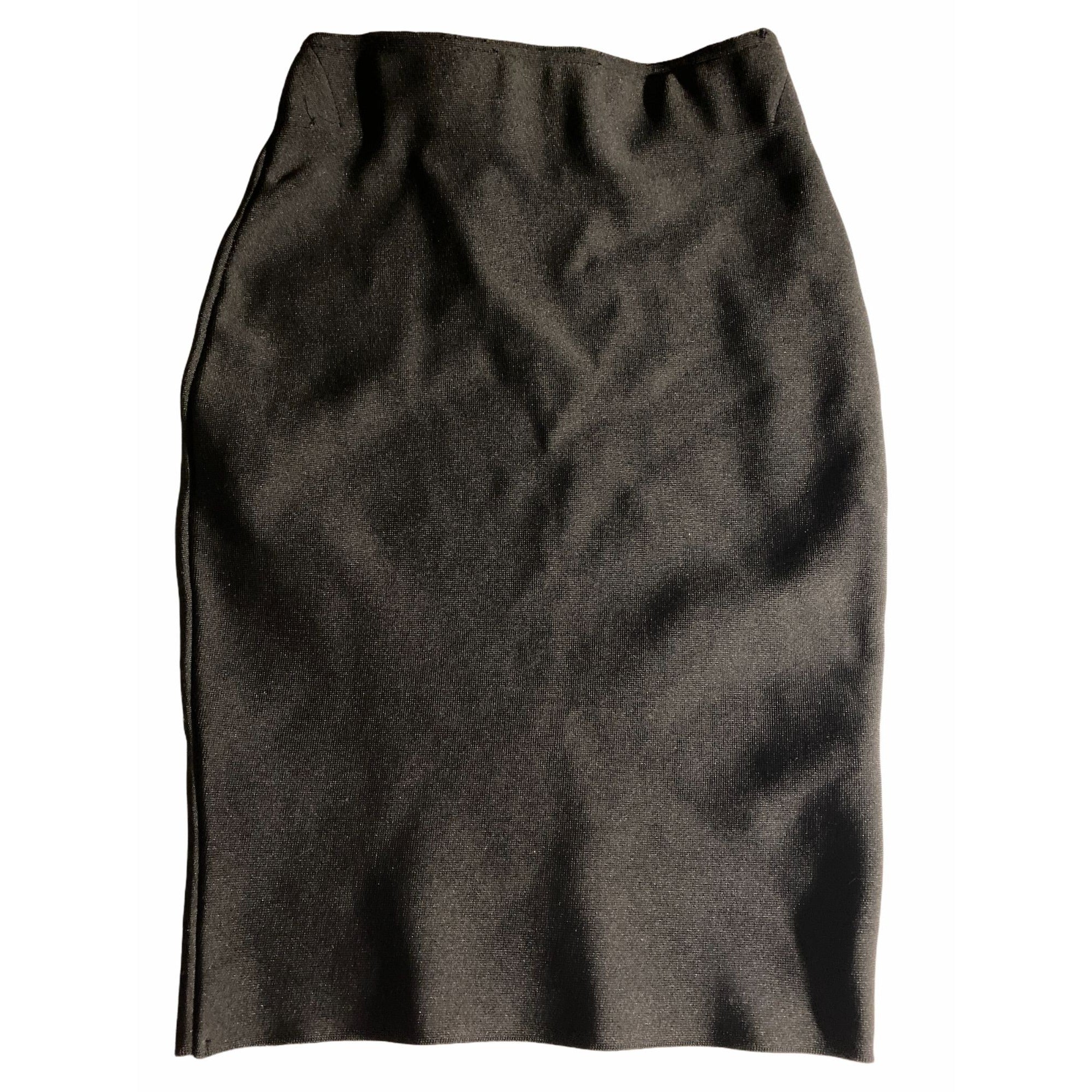 Shinestar Womens Pencil Skirt Black Stretch Fabric Elastic Waist Size Small Office Wear