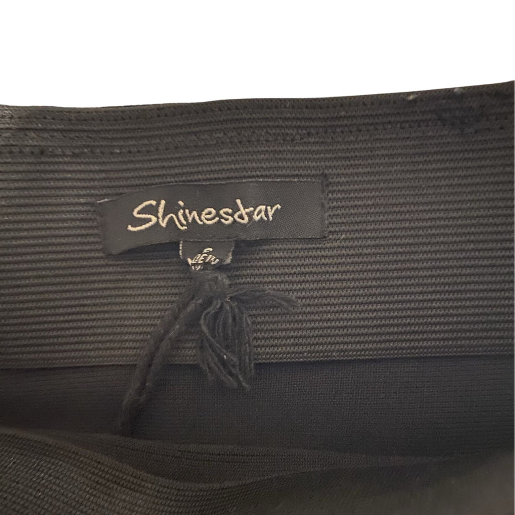 Shinestar Womens Pencil Skirt Black Stretch Fabric Elastic Waist Size Small Office Wear