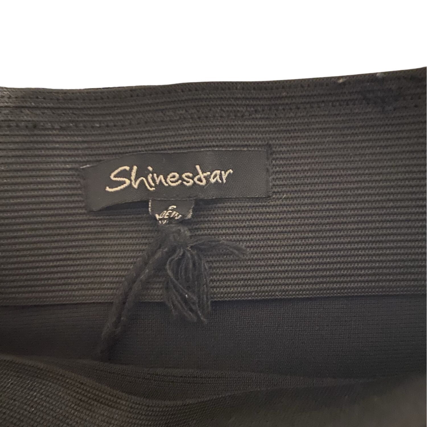 Shinestar Womens Pencil Skirt Black Stretch Fabric Elastic Waist Size Small Office Wear