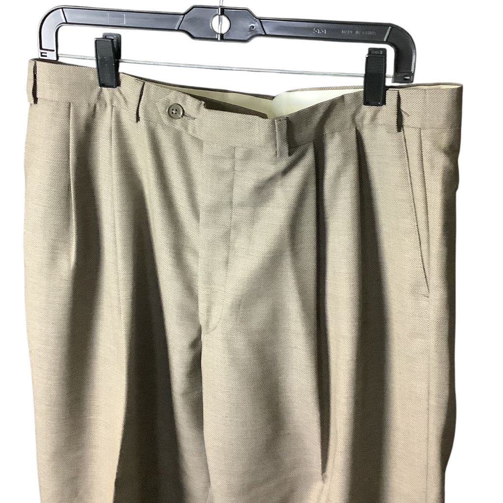 Kasper Men's Khaki Tan Wool Suit Jacket & Pants 2-Piece Set 46L Pure Virgin Wool