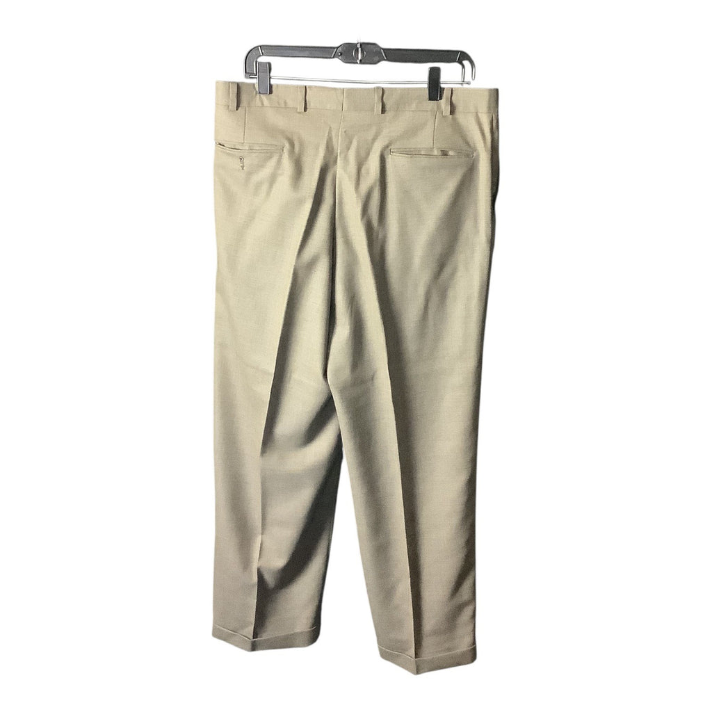 Kasper Men's Khaki Tan Wool Suit Jacket & Pants 2-Piece Set 46L Pure Virgin Wool