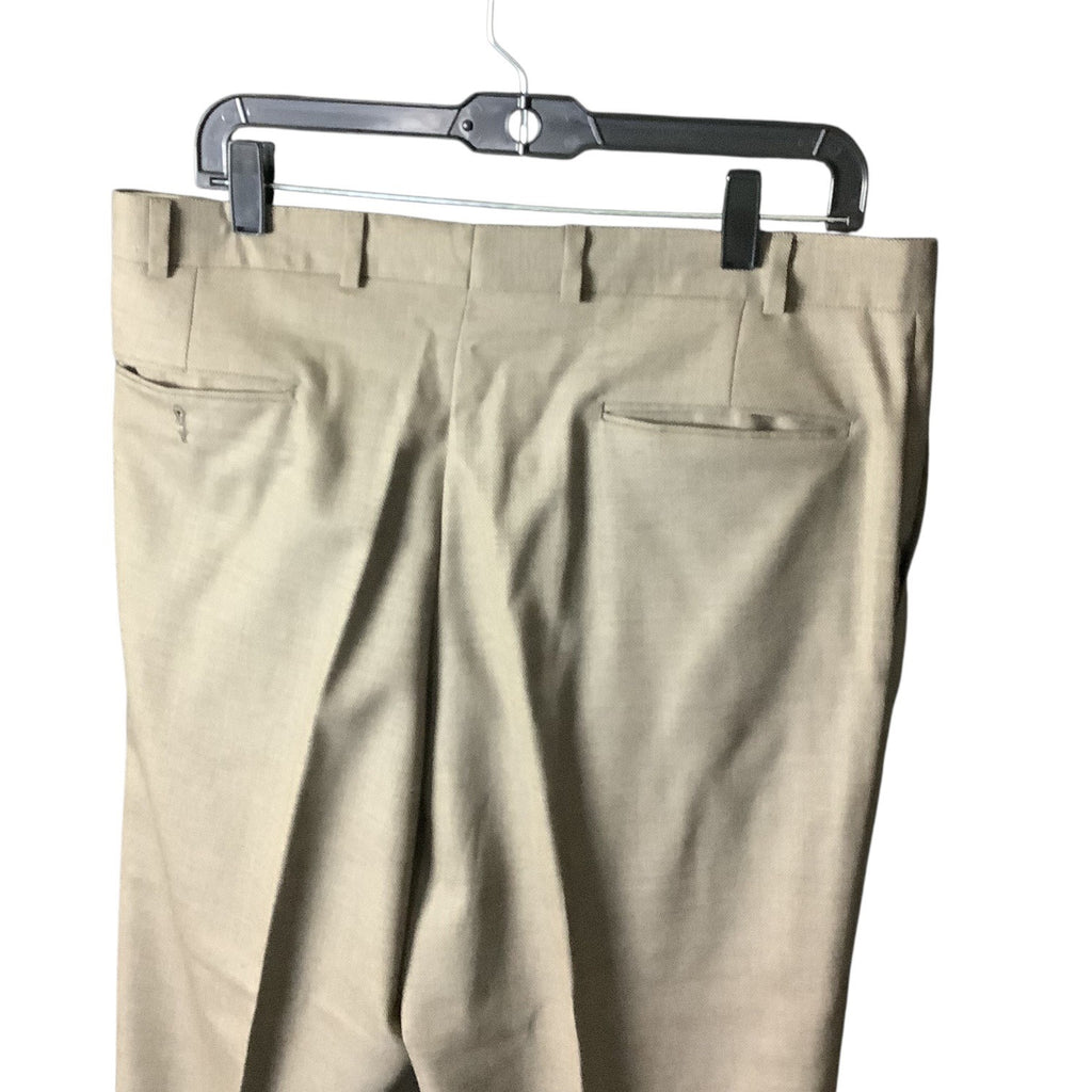 Kasper Men's Khaki Tan Wool Suit Jacket & Pants 2-Piece Set 46L Pure Virgin Wool