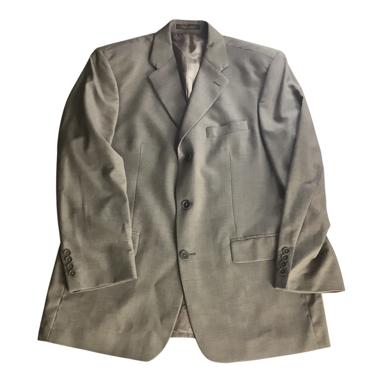 Kasper Men's Khaki Tan Wool Suit Jacket & Pants 2-Piece Set 46L Pure Virgin Wool