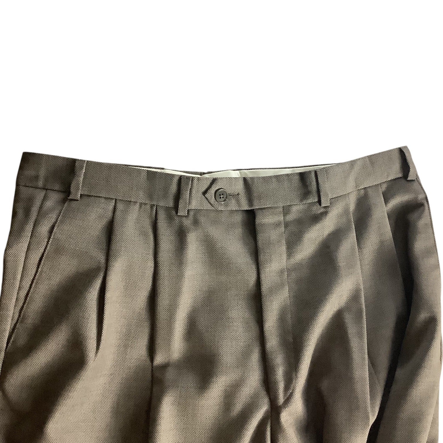 Kasper Men's Khaki Tan Wool Suit Jacket & Pants 2-Piece Set 46L Pure Virgin Wool