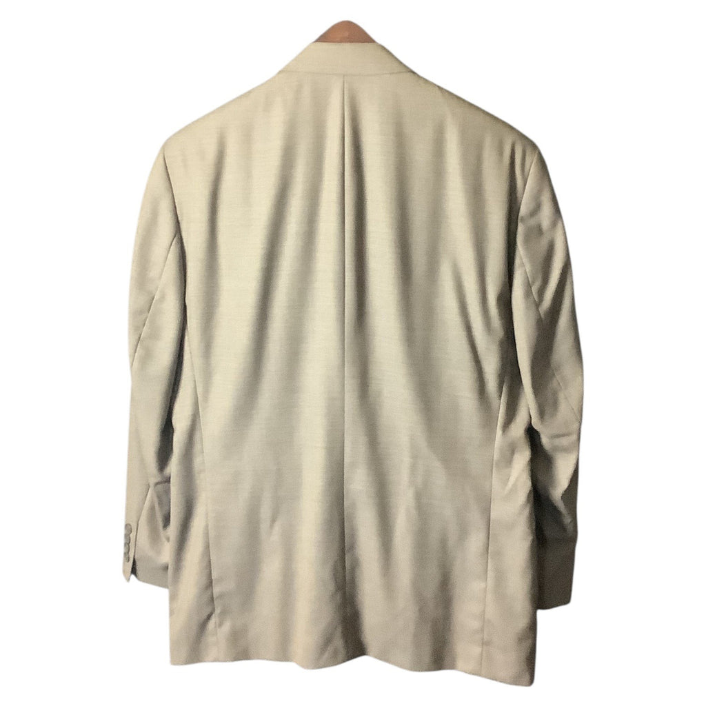 Kasper Men's Khaki Tan Wool Suit Jacket & Pants 2-Piece Set 46L Pure Virgin Wool