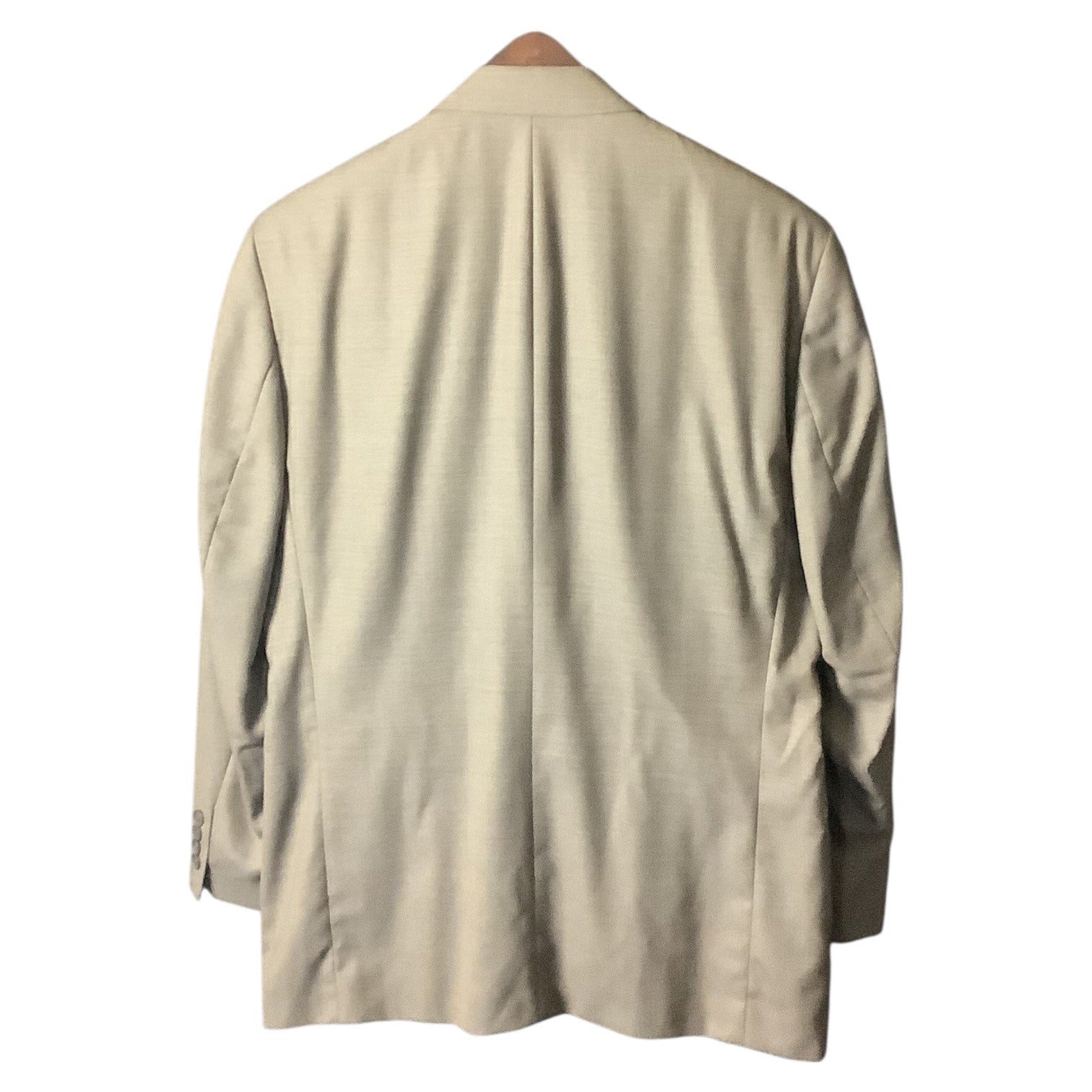 Kasper Men's Khaki Tan Wool Suit Jacket & Pants 2-Piece Set 46L Pure Virgin Wool