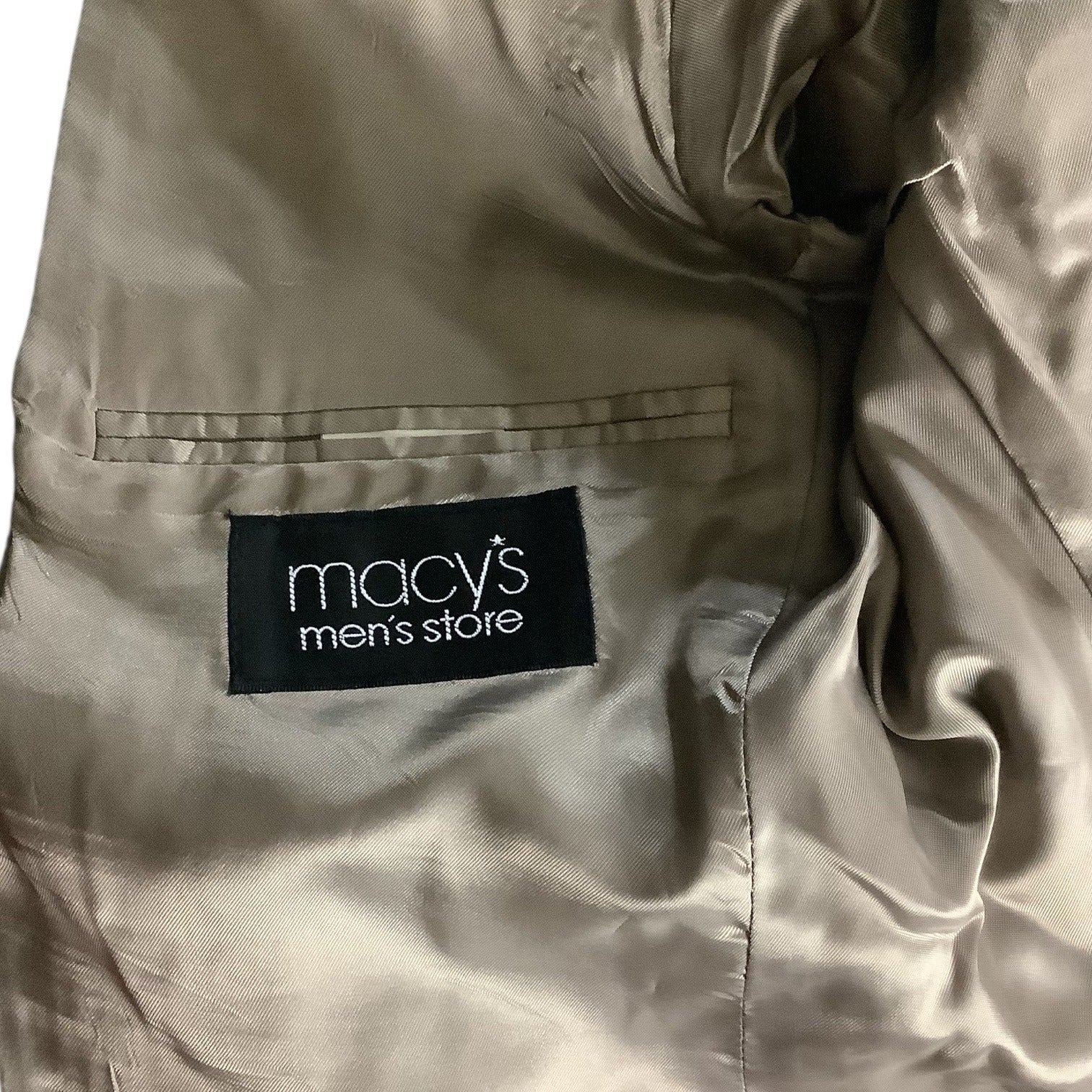 Kasper Men's Khaki Tan Wool Suit Jacket & Pants 2-Piece Set 46L Pure Virgin Wool