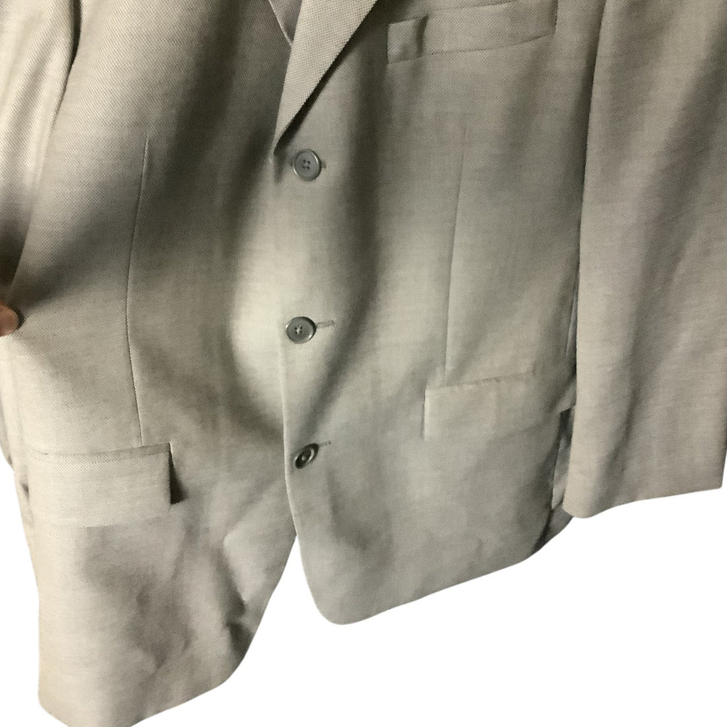 Kasper Men's Khaki Tan Wool Suit Jacket & Pants 2-Piece Set 46L Pure Virgin Wool