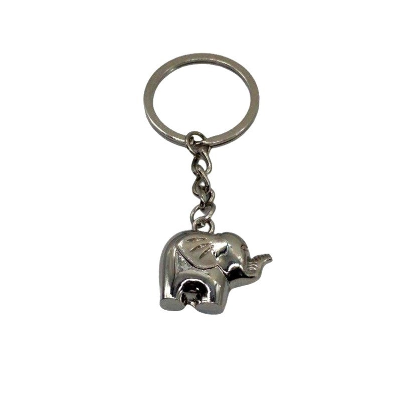Metallic Elephant Keychain With Silver Tone Finish & Functional Compact Design